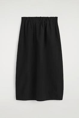 COTTON-LINEN BALLOON MIDI SKIRT — BLACK 10