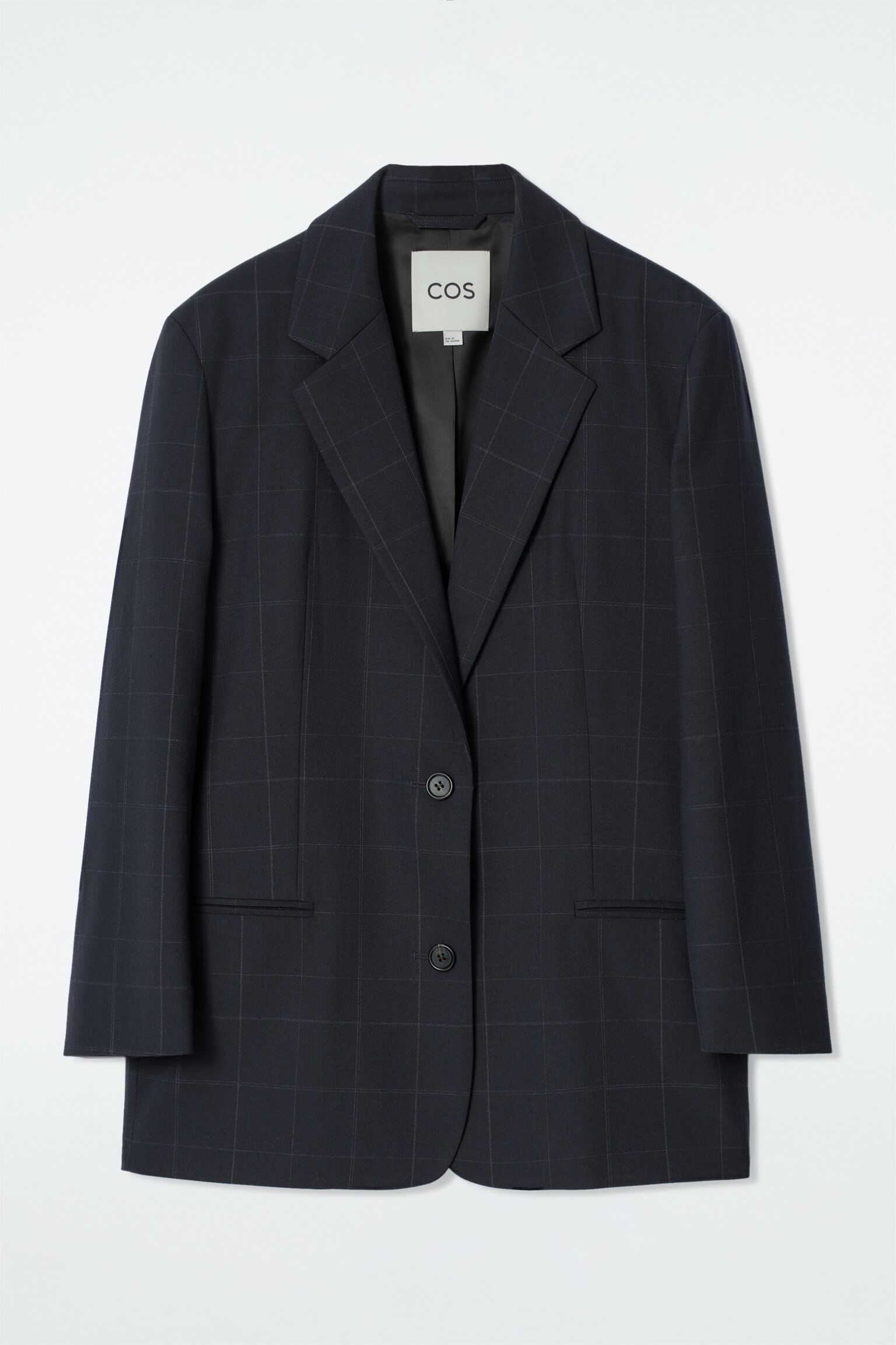 OVERSIZED WINDOWPANE-CHECK BLAZER - NAVY / CHECKED - 2