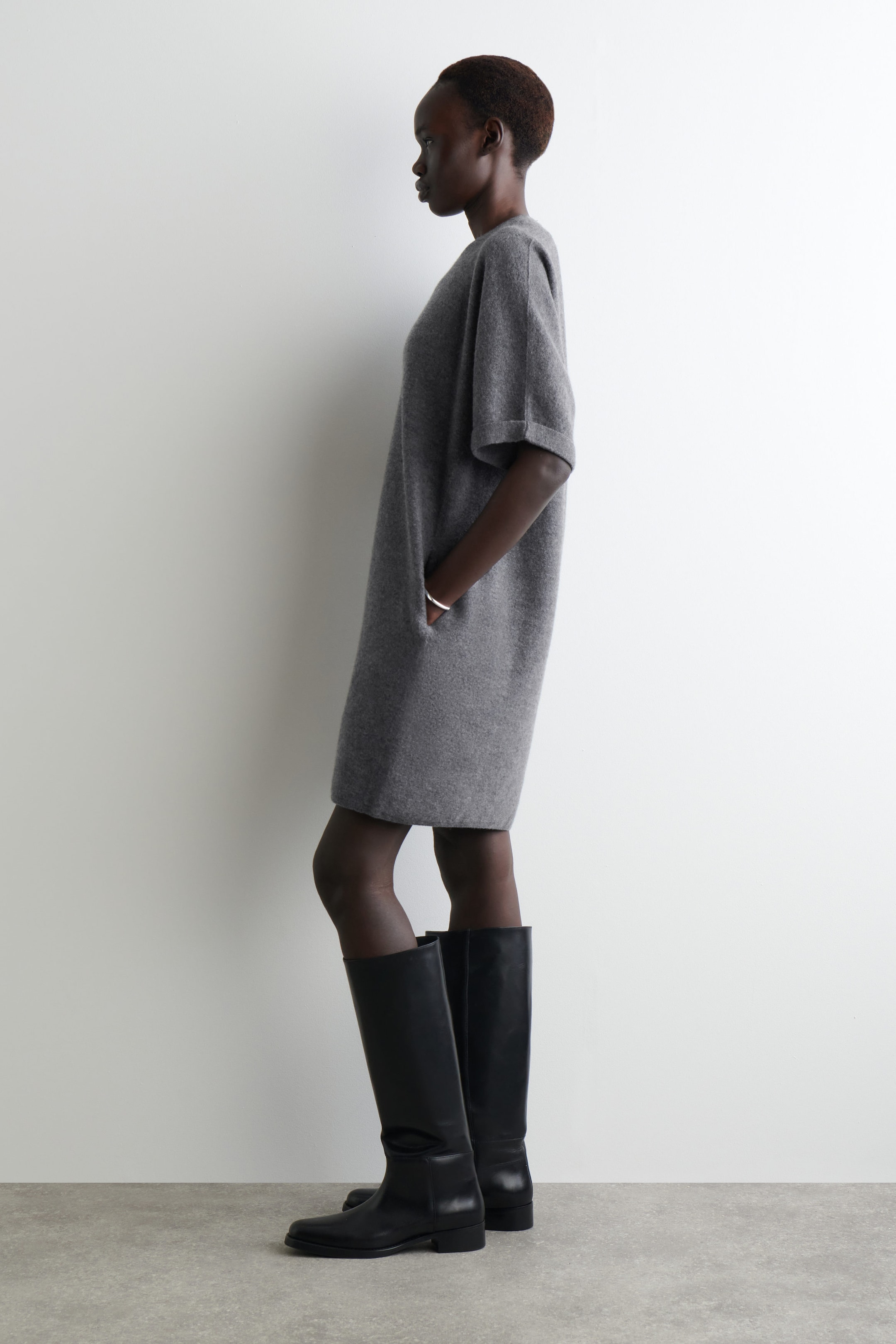 SCULPTED MERINO WOOL MINI DRESS