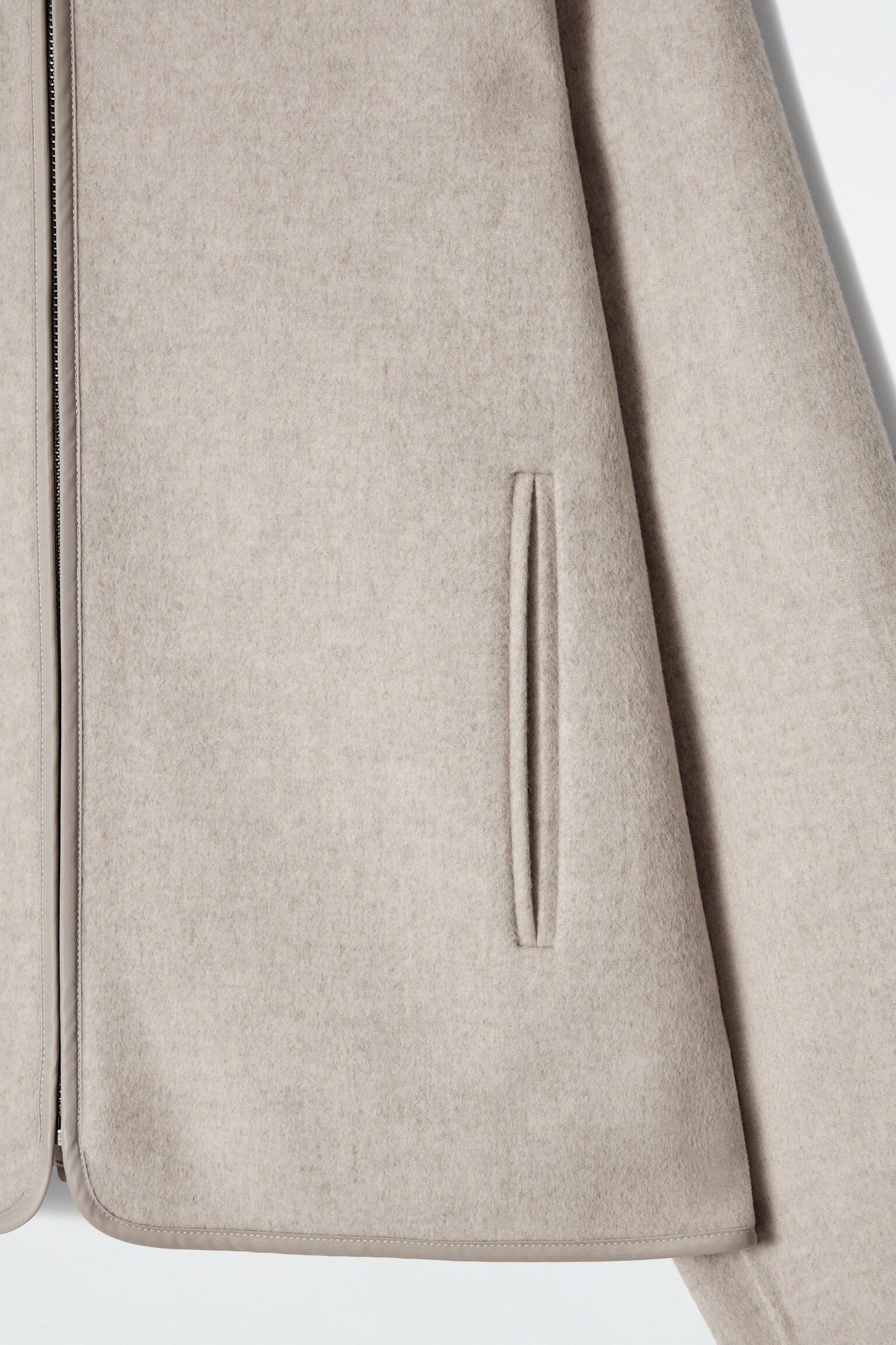 CHAQUETA DE LANA CON CAPUCHA DE DOBLE FAZ - BEIGE CLARO/GRIS - 6