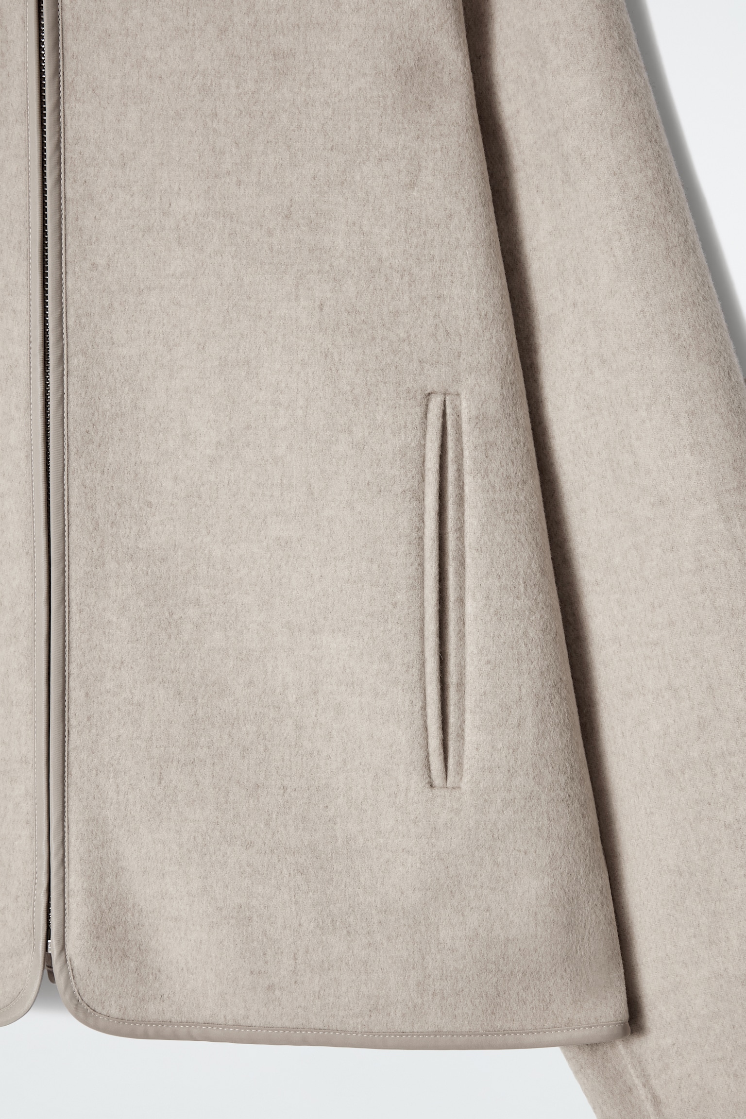 CHAQUETA DE LANA CON CAPUCHA DE DOBLE FAZ - BEIGE CLARO/GRIS - 5