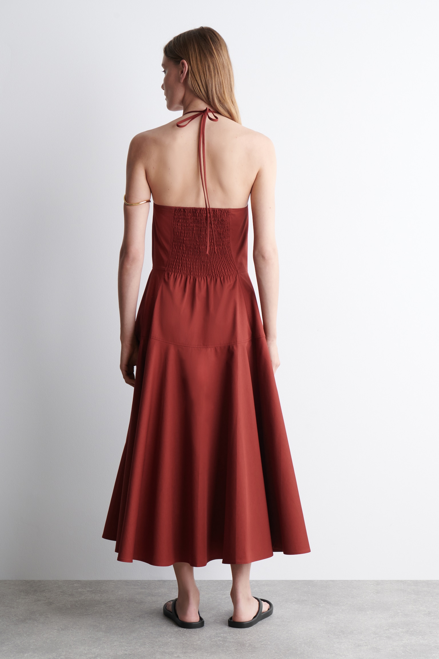 ROBE DOS NU EN COTON PIMA - ROUGE/NOIR - 5