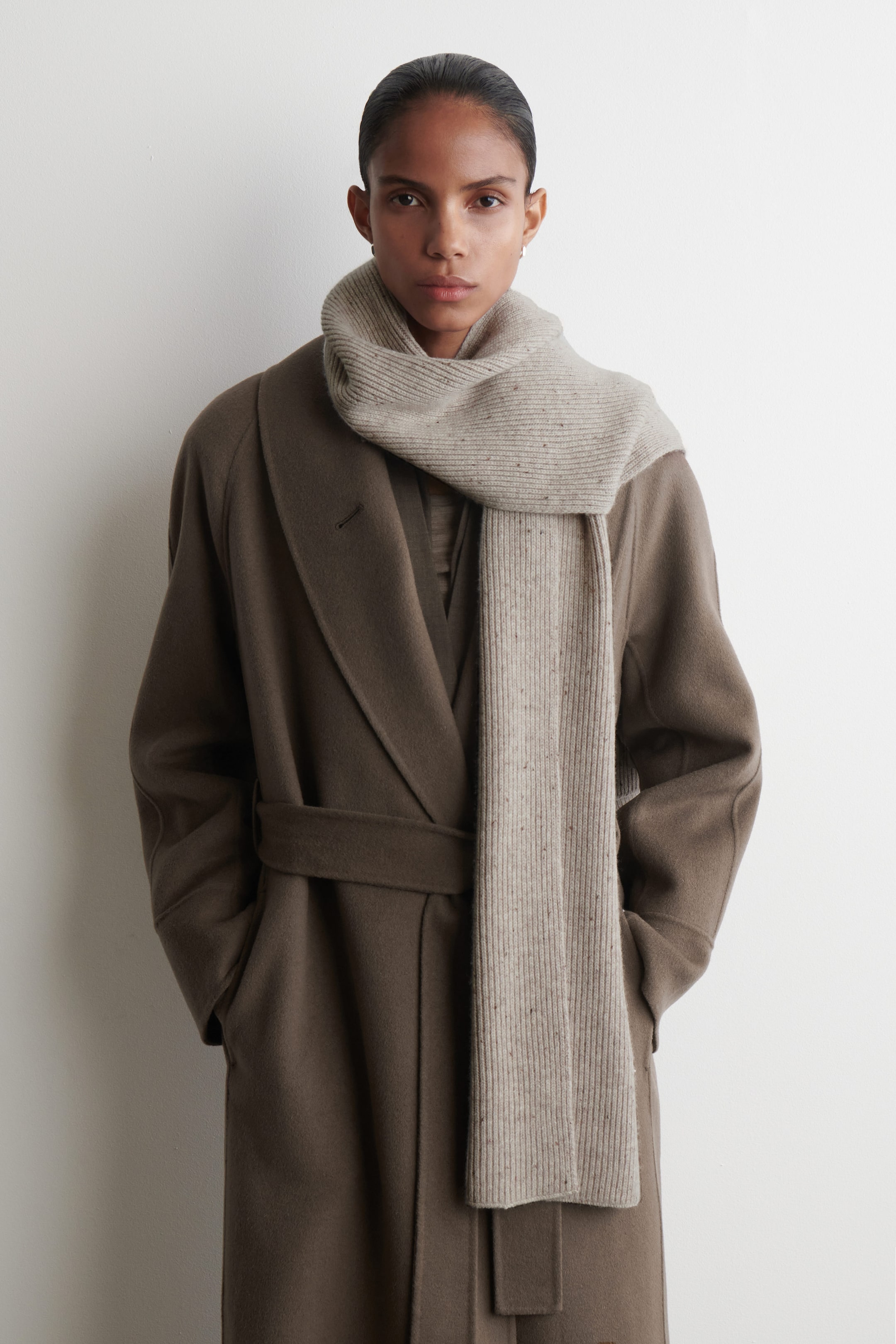 RIBBED WOOL-CASHMERE SCARF