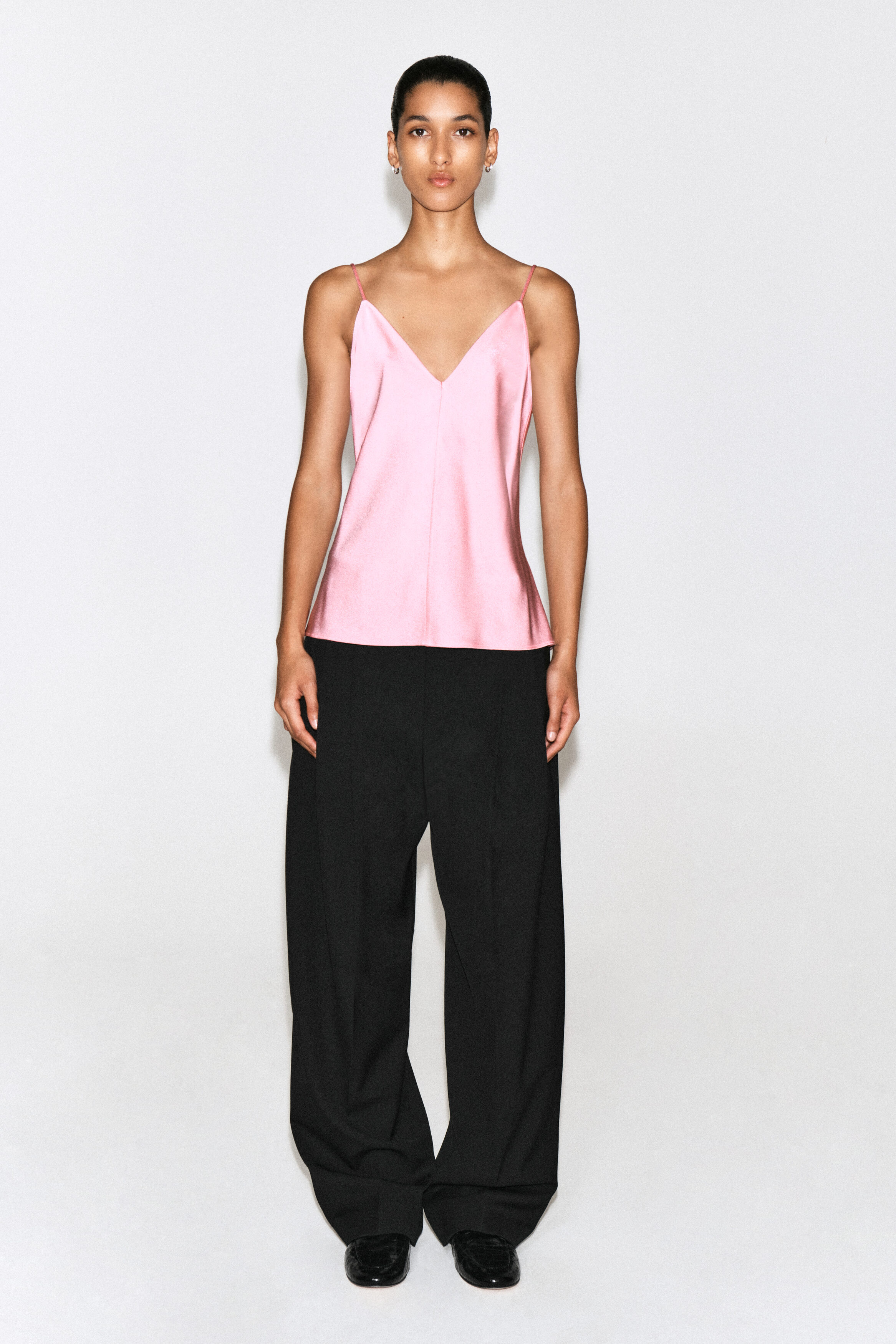 CREPE V-NECK CAMI TOP - PINK | COS US