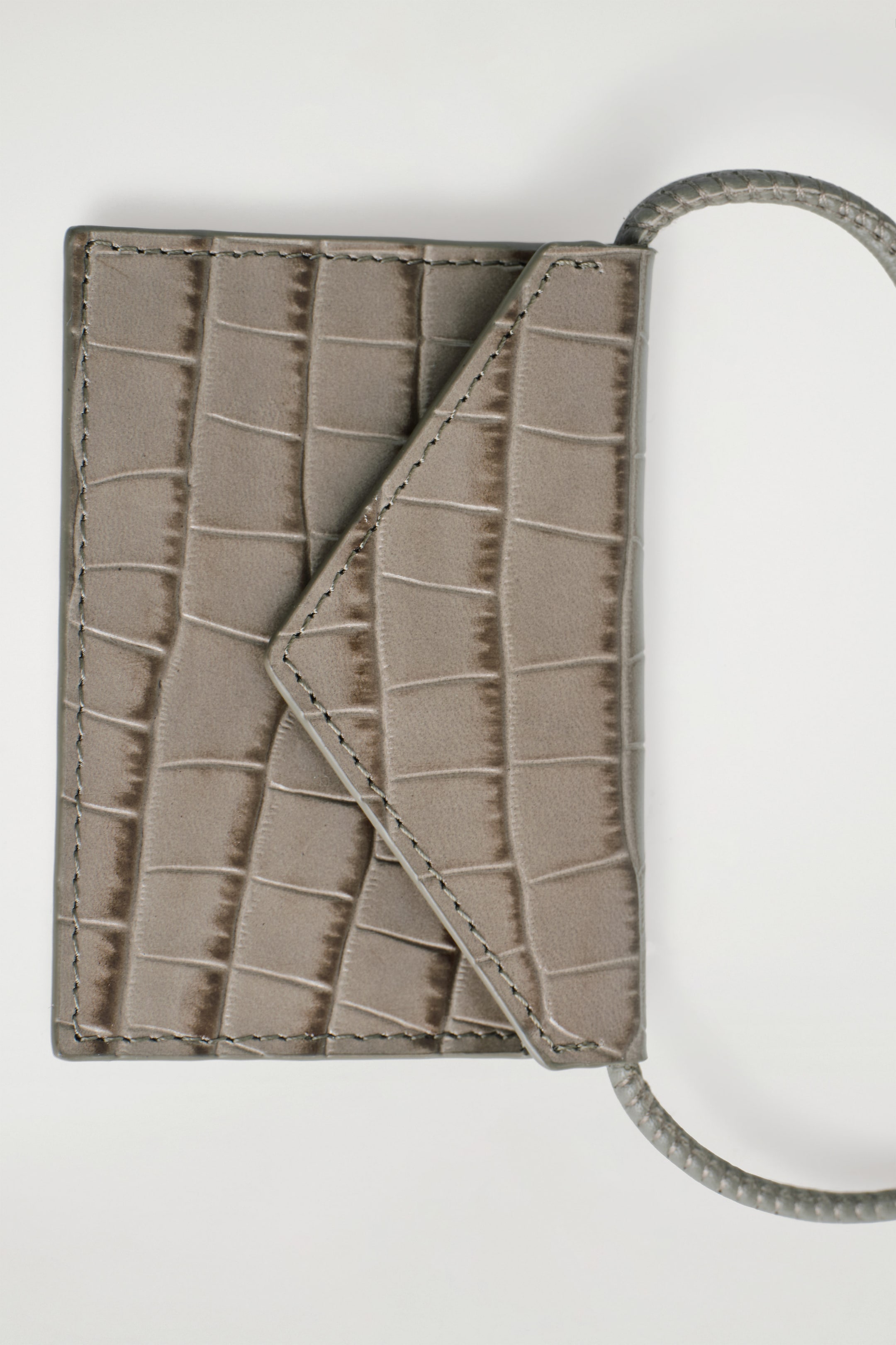 CROC-EMBOSSED LEATHER CARDHOLDER