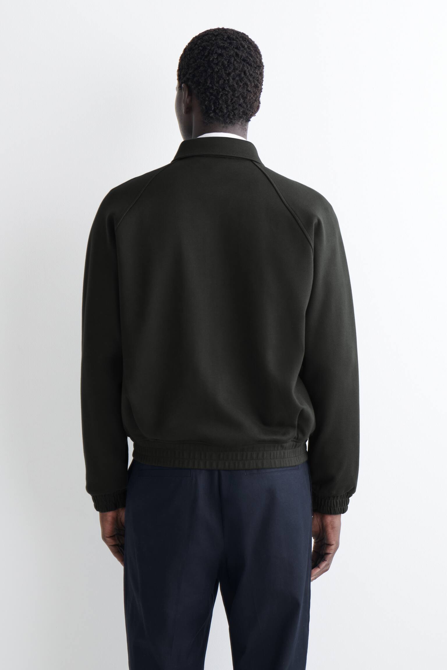 COTTON-JERSEY BOMBER JACKET - ירוק כהה/כחול כהה - 5