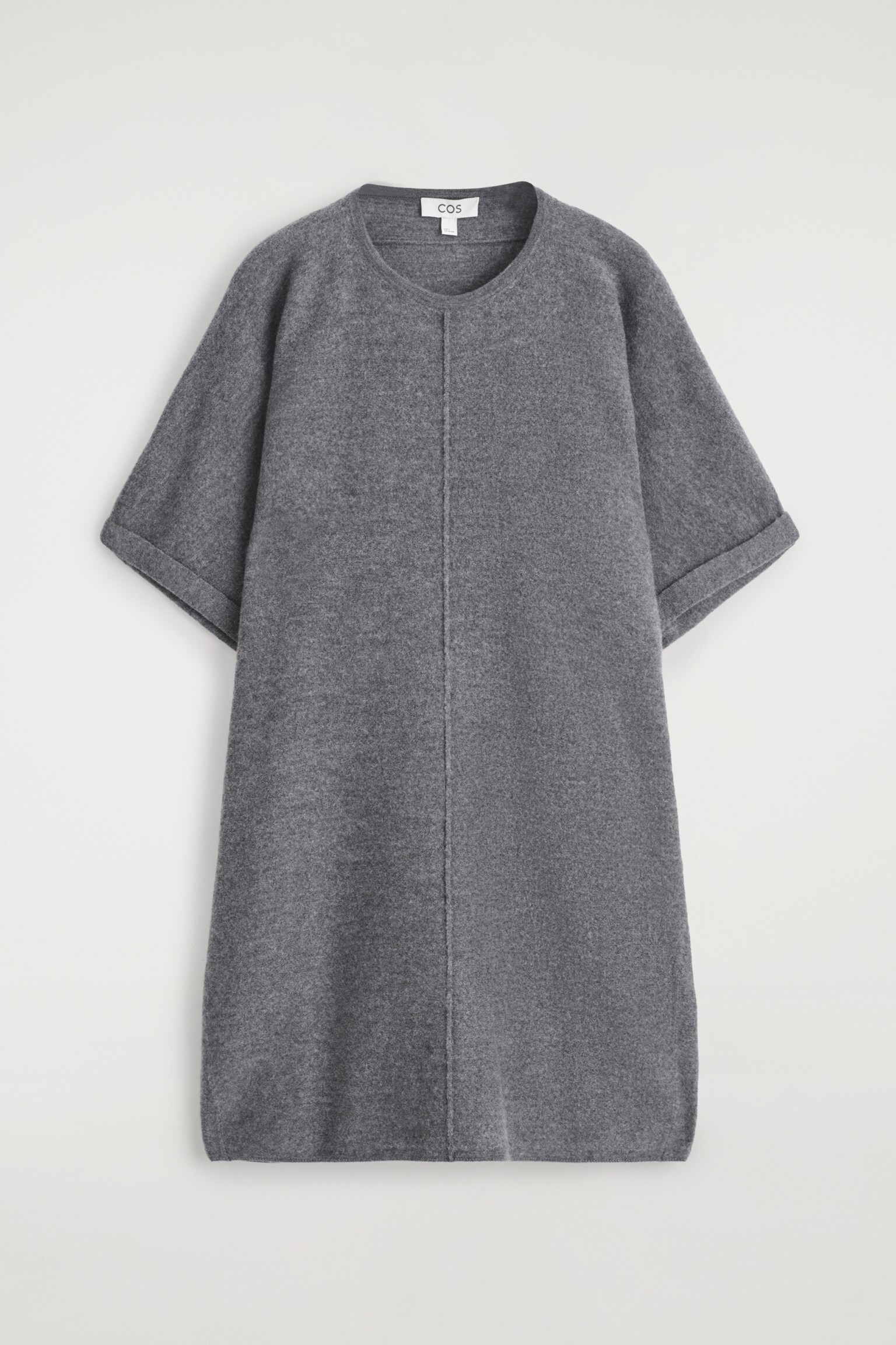 SKULPTURALES MINIKLEID AUS MERINOWOLLE - GRAU MELIERT/NAVYBLAU - 2