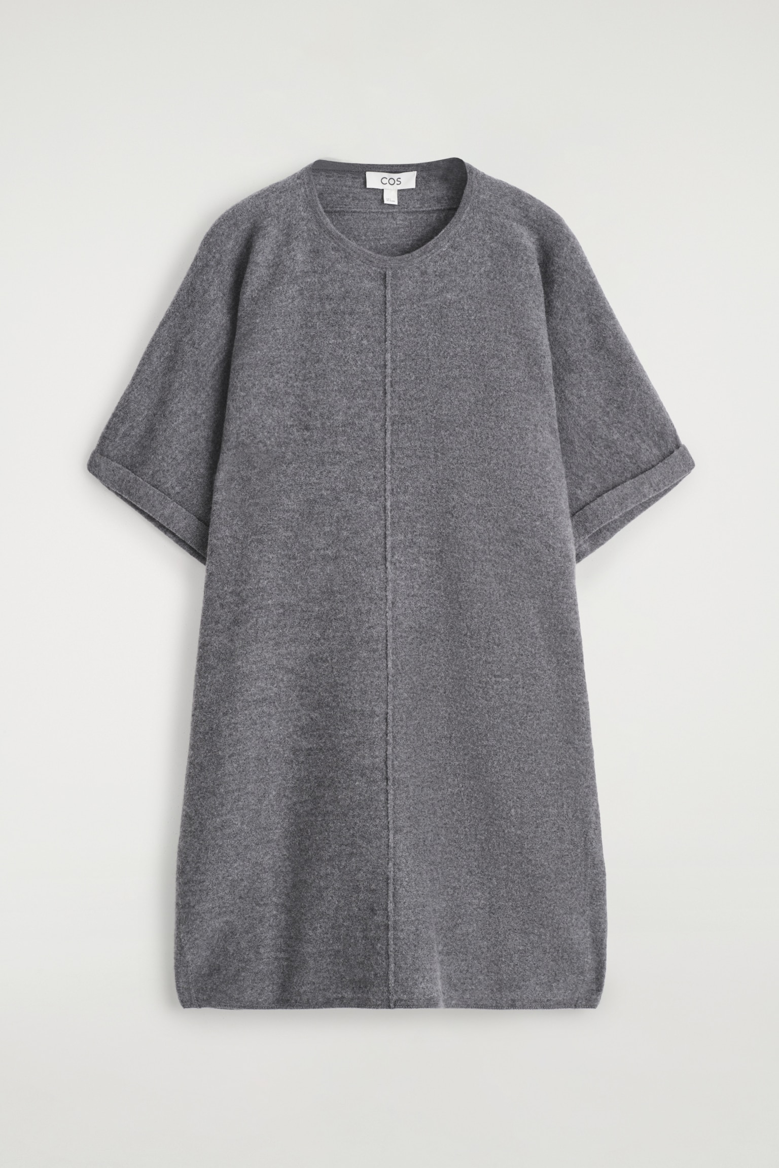SCULPTED MERINO WOOL MINI DRESS - GREY MÉLANGE/NAVY - 2