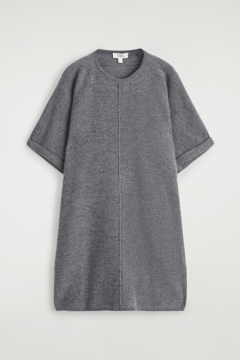 Cos Sculpted Merino Wool Mini Dress In Gray