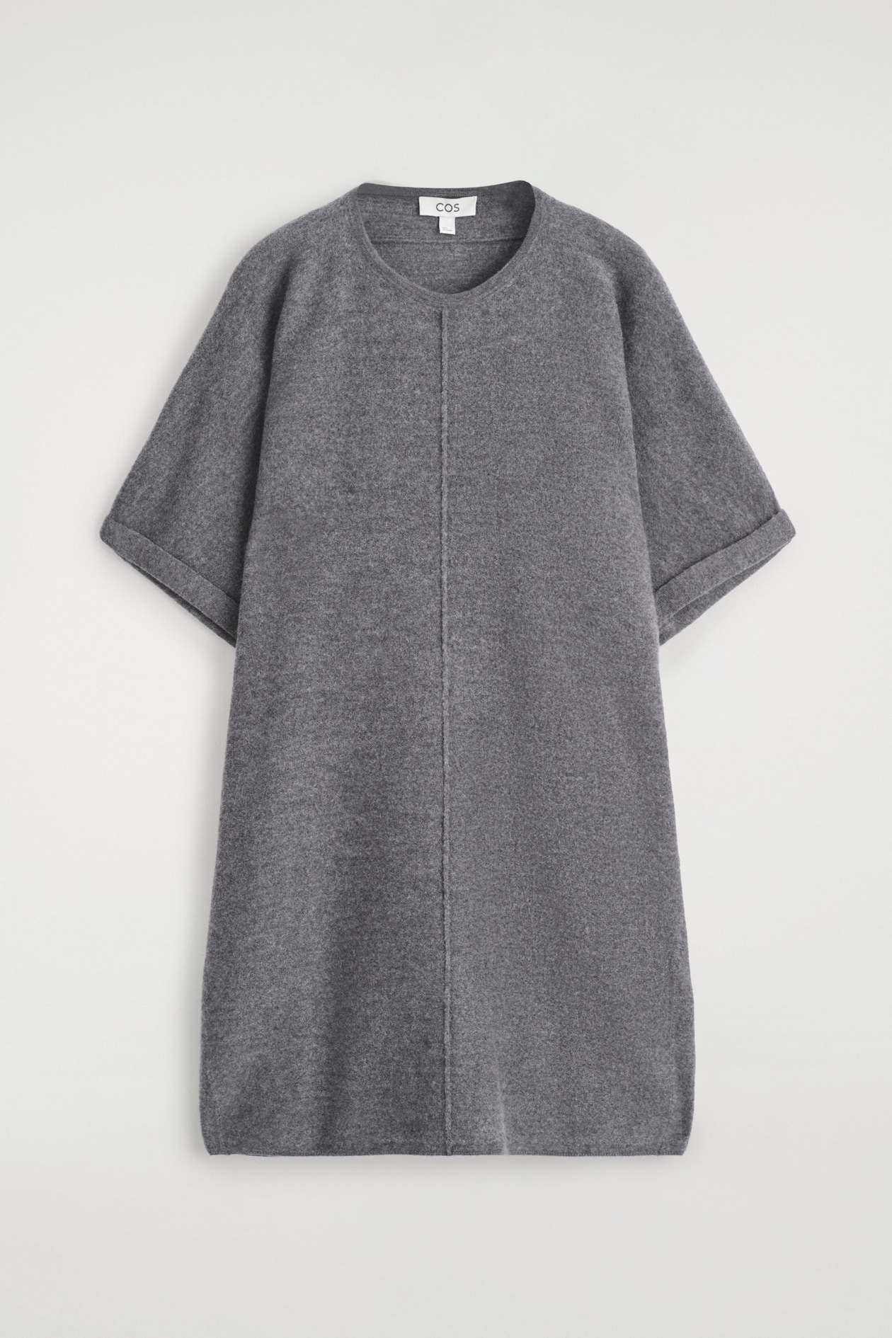 cos grey wool dress SCULPTED MERINO WOOL MINI DRESS - GRAY MÉLANGE