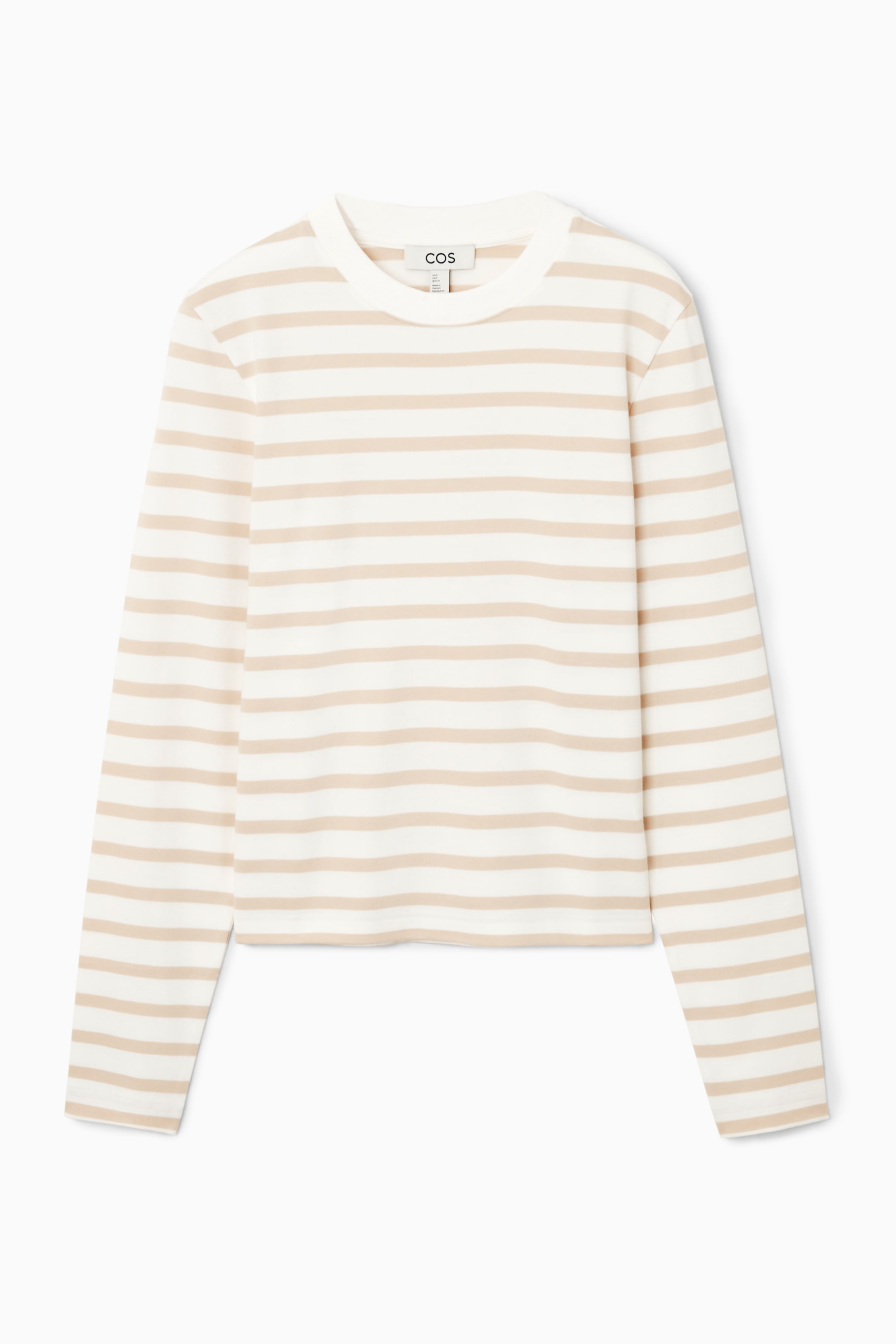 Vezi imaginea mai mare: TRICOU CU MÂNECI LUNGI, TĂIETURĂ CLASICĂ - WHITE / BEIGE / STRIPED - FEMEI | H&M RO 1