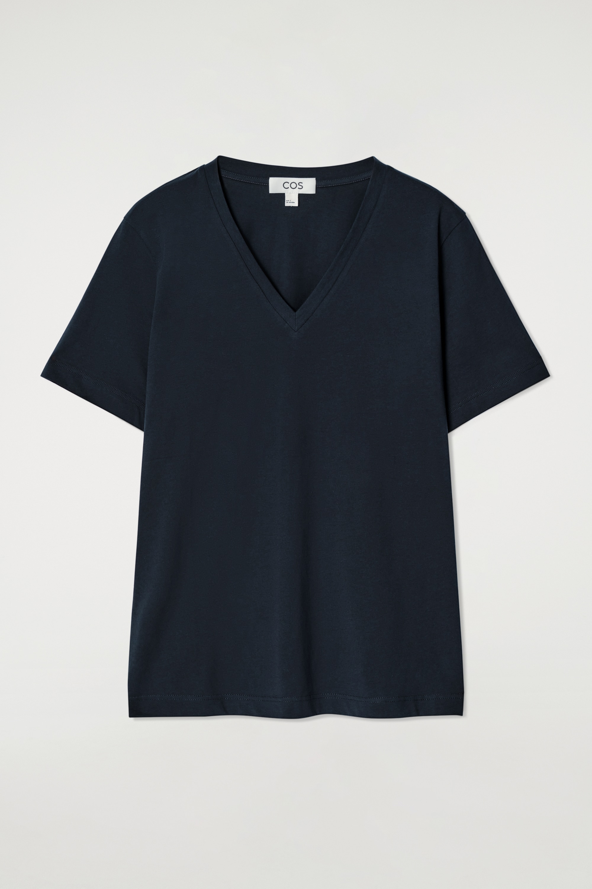 KATOENEN T-SHIRT MET V-HALS - MARINEBLAUW/WIT / GESTREEPT/GRIJS MELANGE/ZWART/WIT