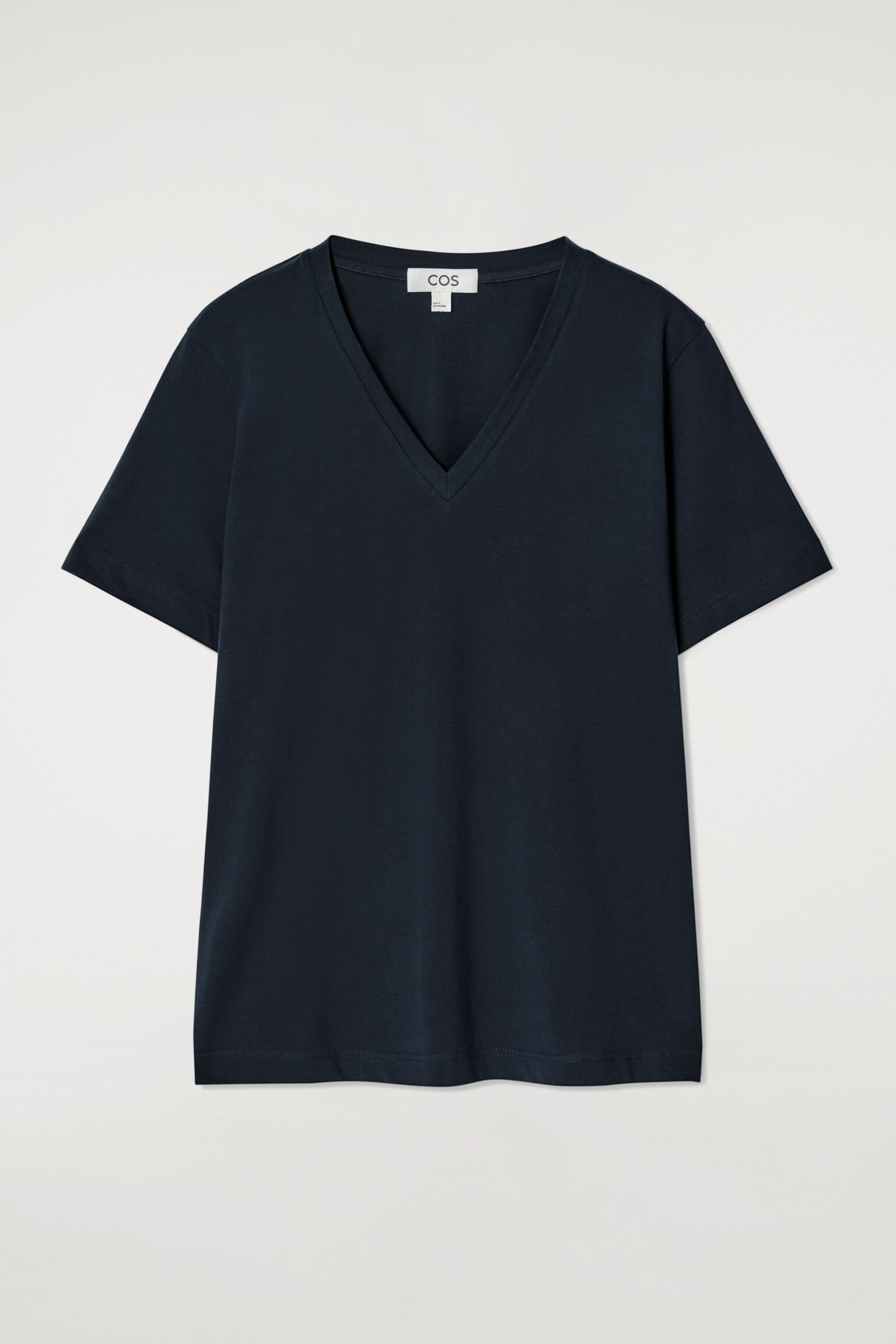 T-SHIRT À COL EN V EN COTON - BLEU MARINE/GRIS CHINÉ/BLANC / RAYURES/BLANC/NOIR/BEIGE CLAIR / NON TEINT - 2