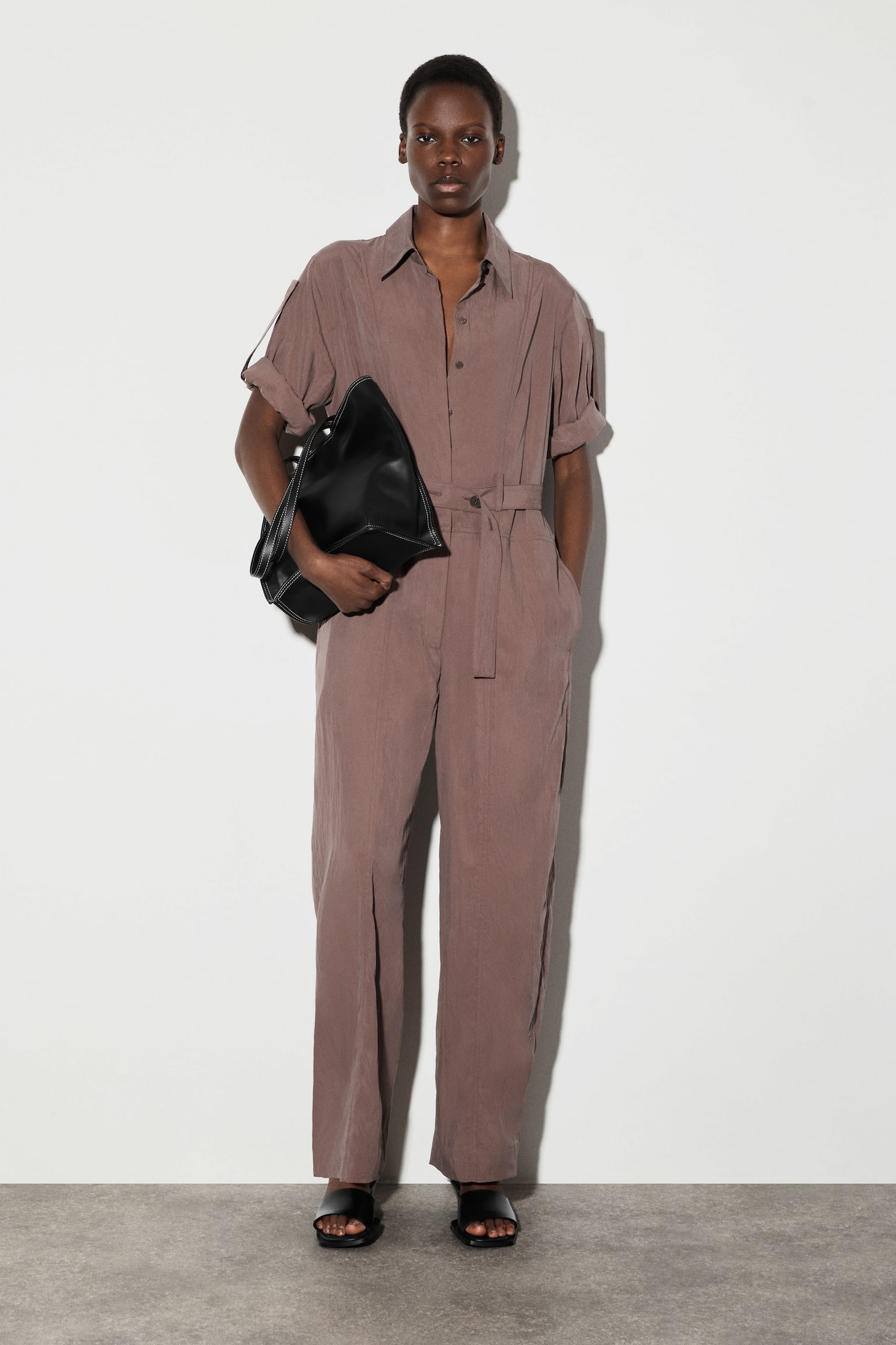 BELTED MODAL BOILERSUIT - TERRACOTTA - 1