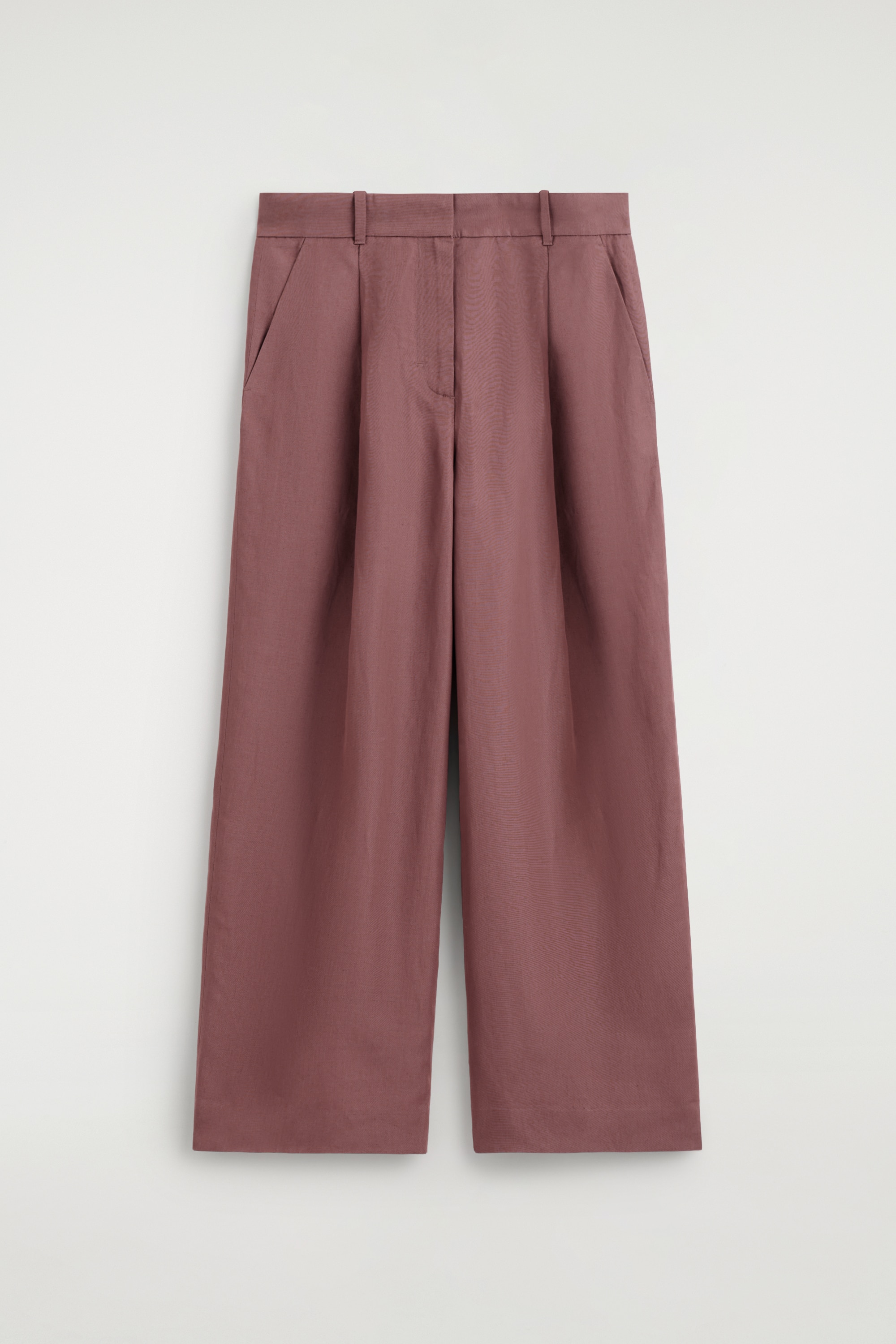 RELAXED LINEN-BLEND WIDE-LEG TROUSERS - ruosteenpunainen/Musta meleerattu