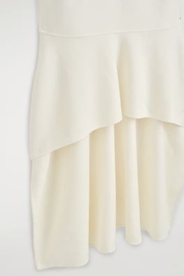 DROPPED-WAIST DOUBLE-FACED WOOL DRESS — OYSTER 7
