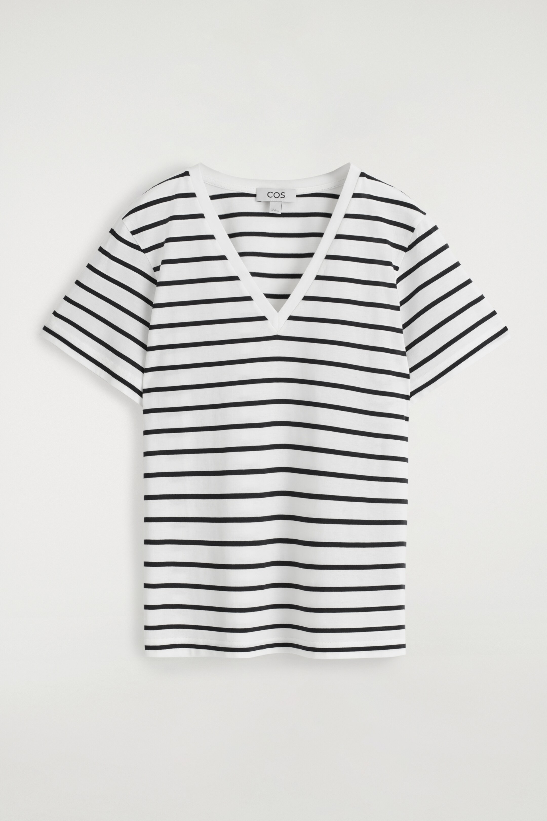 Vezi imaginea mai mare: TRICOU DIN BUMBAC CU DECOLTEU ÎN V - ALB / CU DUNGI - FEMEI | H&M RO 4