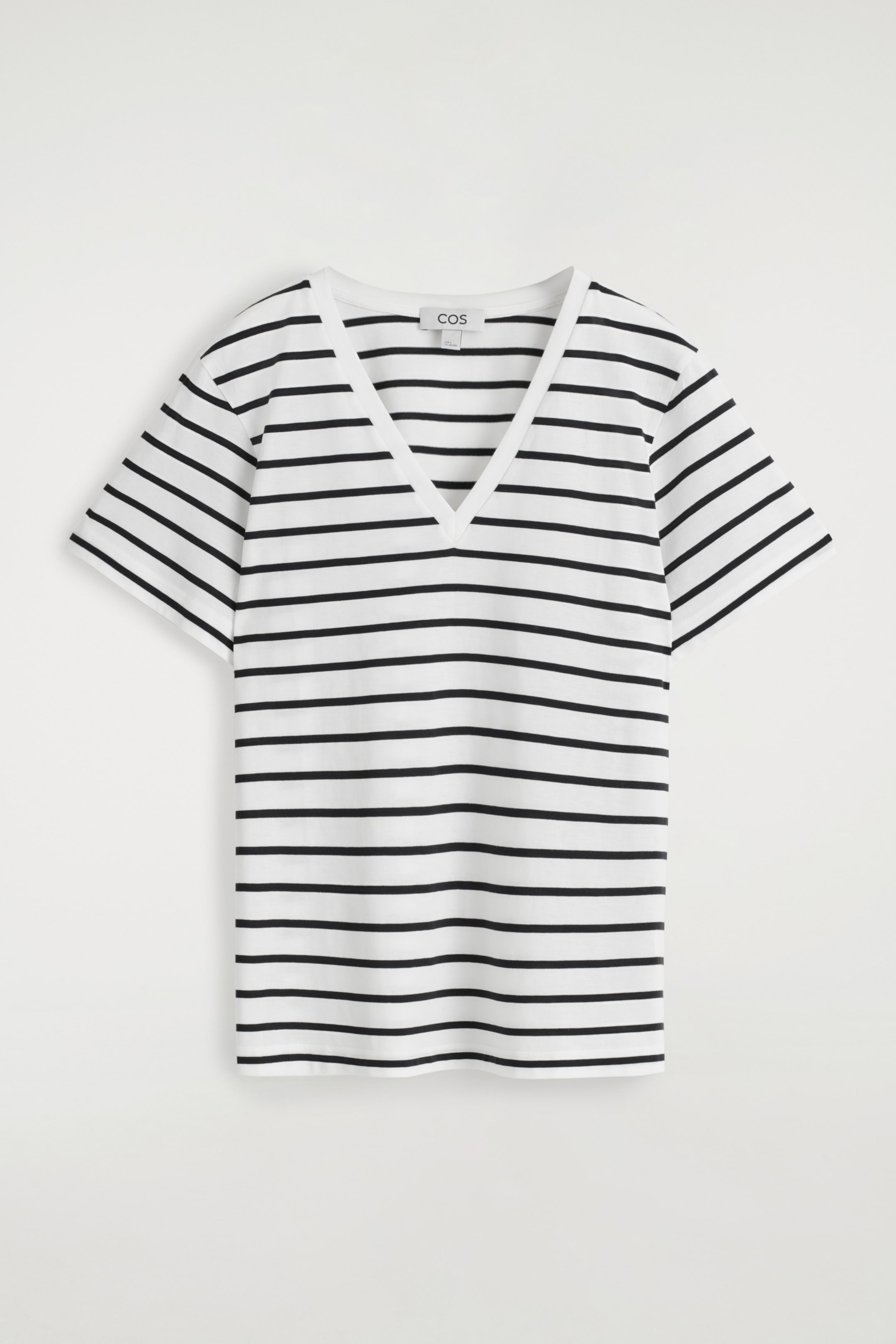 Visualizza immagine più grande: T-SHIRT IN COTONE CON SCOLLO A V - BIANCO / RIGHE - DONNA | H&M IT 4