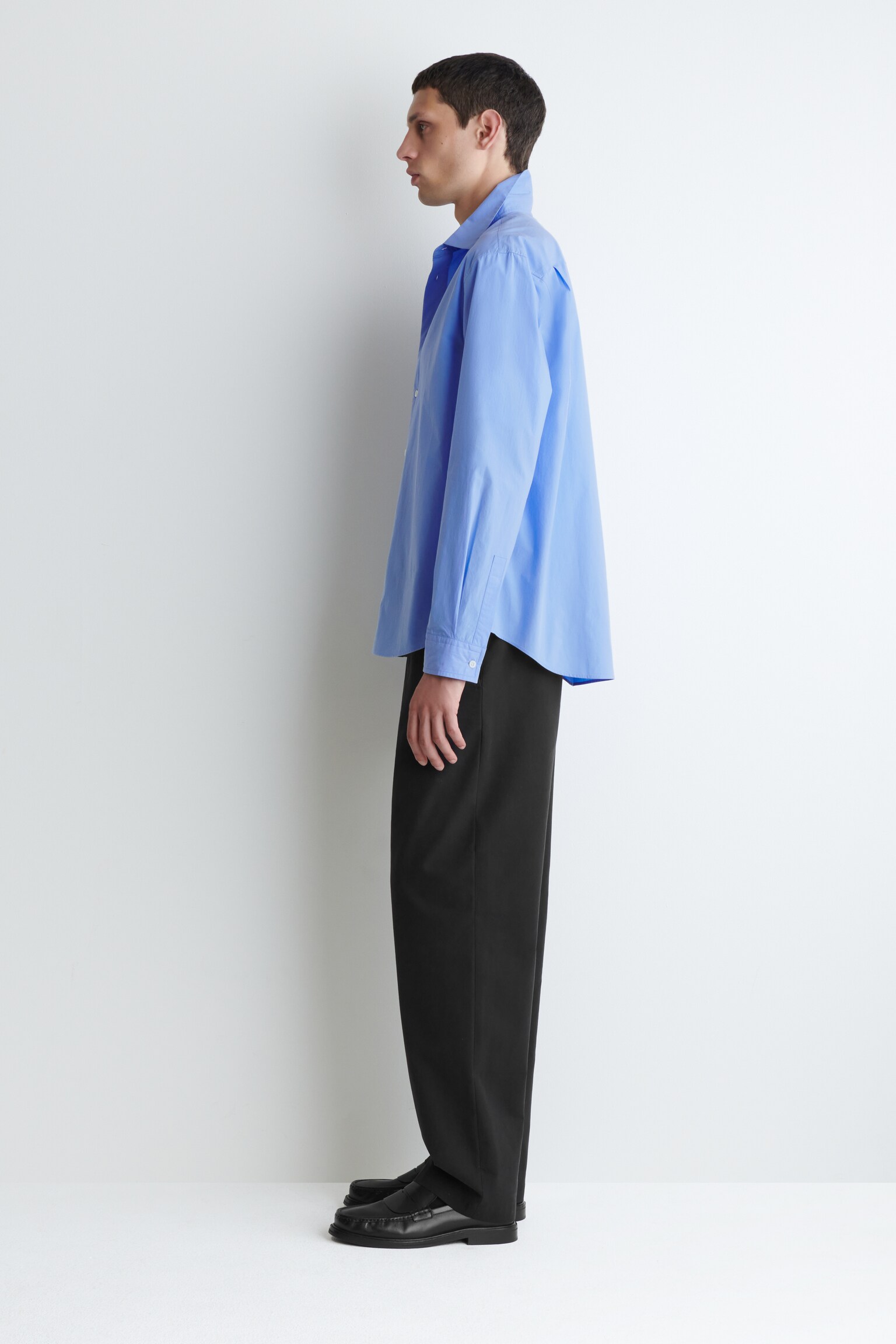 RELAXED PIMA COTTON-POPLIN SHIRT - BLUE/WHITE/LIGHT BLUE - 3