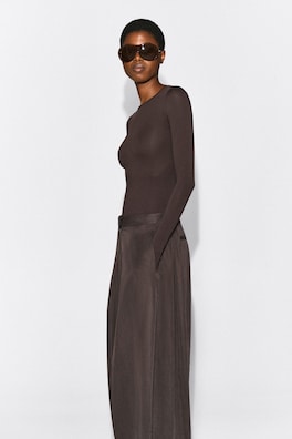 TOGGLE-HEM BALLOON PANTS — BROWN 3