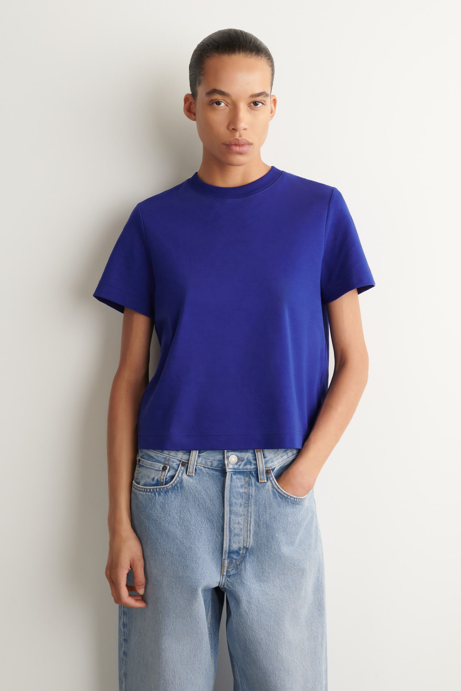 Strak gesneden T-shirt - KOBALTBLAUW/WIT/zwart / wit / rood / gestreept/DONKERBRUIN/Donkergroen/marineblauw / rood / gestreept/ROZE/ZWART/Donkergrijs gemêleerd/Geel/wit / oranje/Beige mélange/Ivoor / Geel / Gestreept - 1