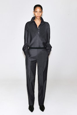 WOOL-FLANNEL STRAIGHT-LEG PANTS — SLATE 1