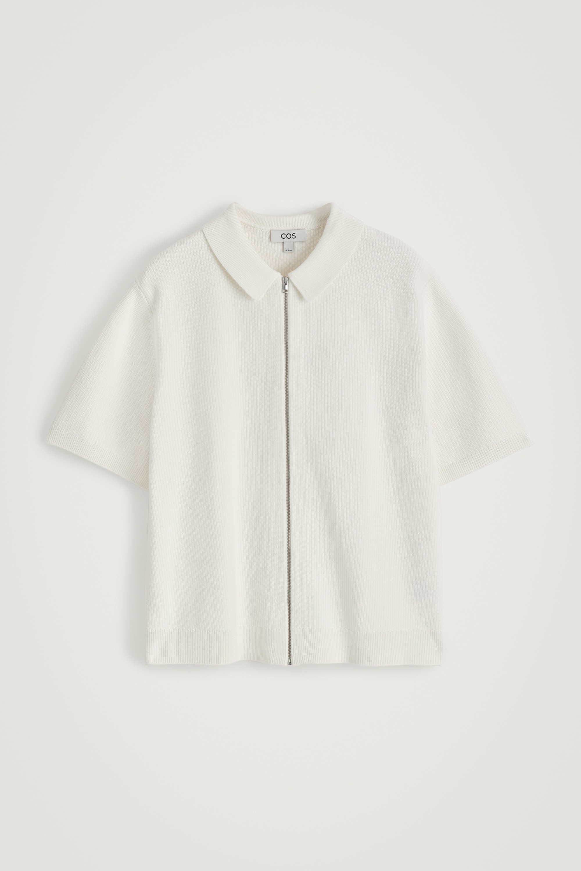 CHEMISE DEMI-ZIPPÉE EN MAILLE DE COTON GAUFRÉE - BLANC