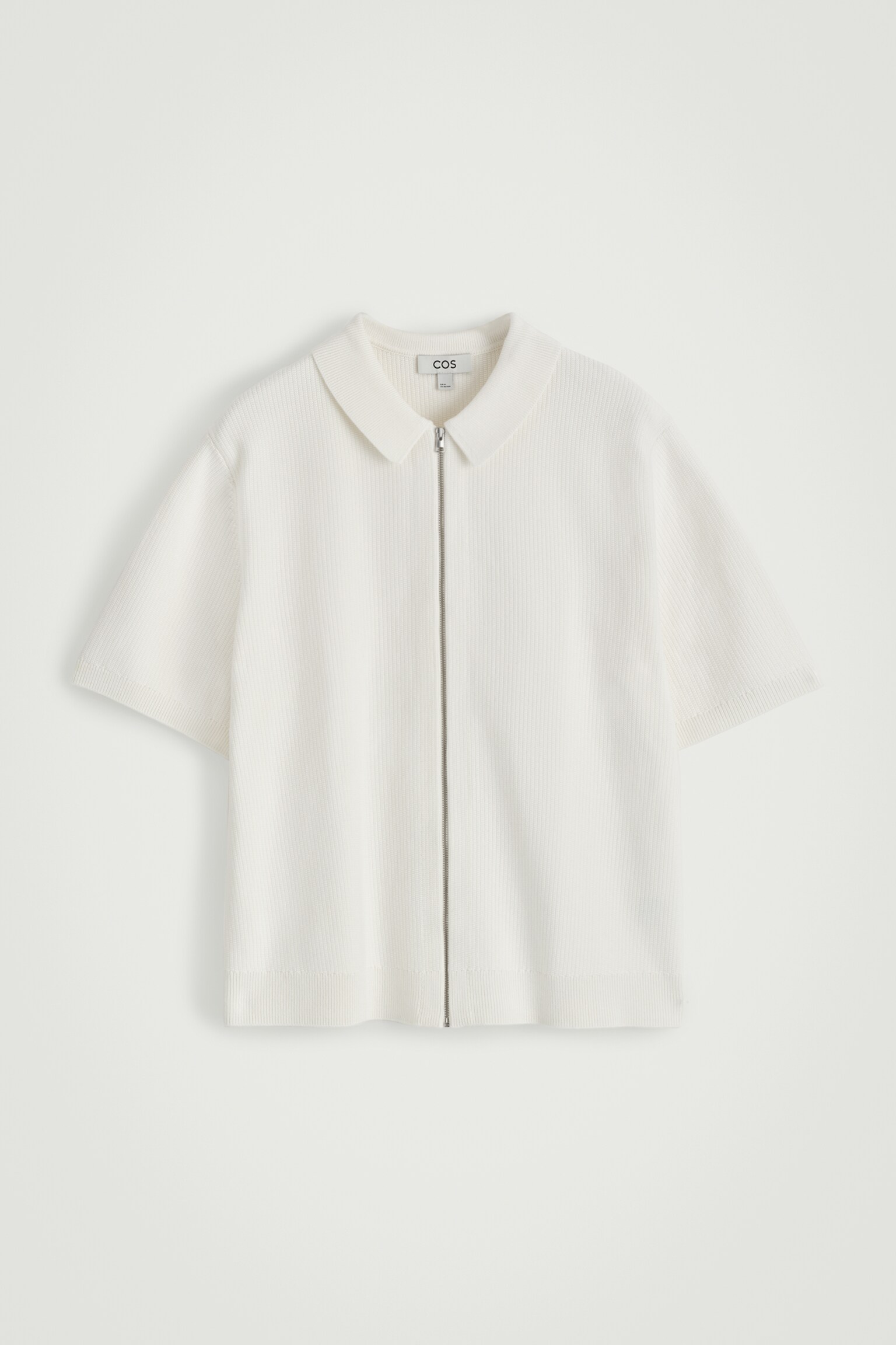 CHEMISE DEMI-ZIPPÉE EN MAILLE DE COTON GAUFRÉE - BLANC/VERT PIN - 2
