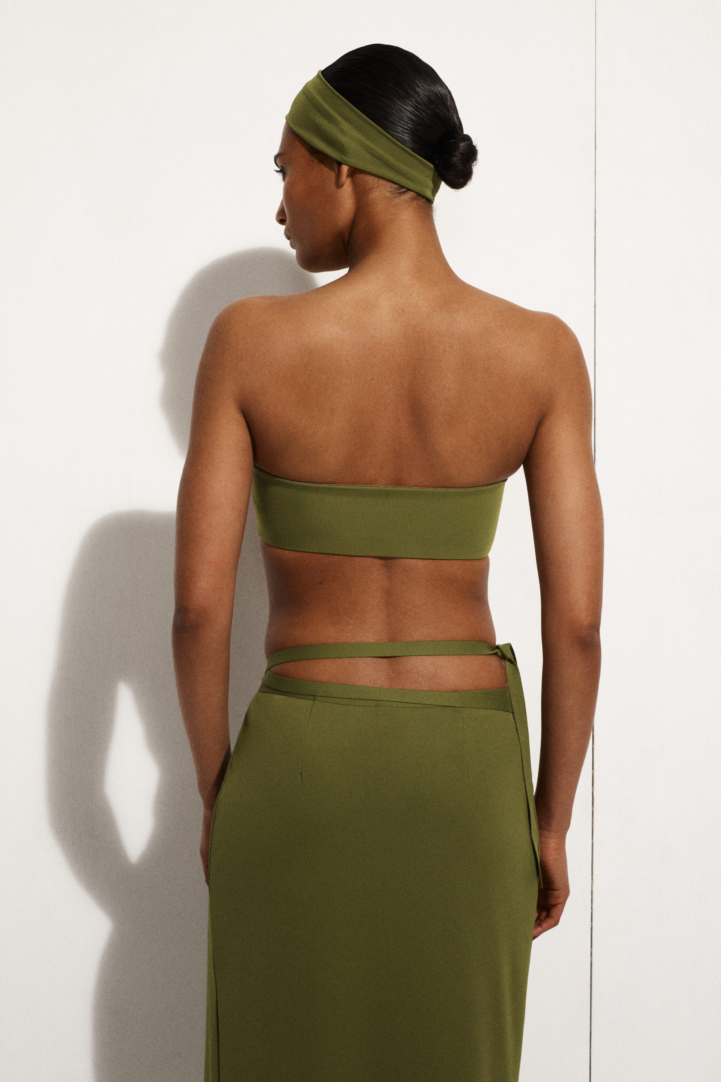 cos bandeau dress green COS Green Strapless Dress by COS