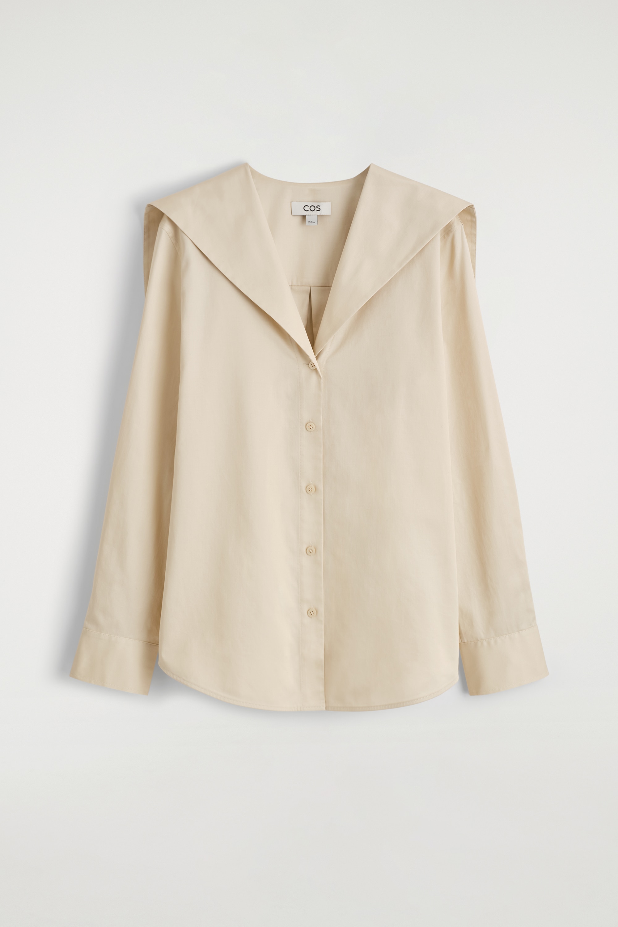 CAMICIA IN COTONE CON COLLETTO ALLA MARINARA - BEIGE CHIARO