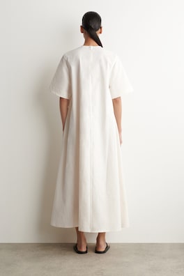 RAW-CUT COTTON MIDI DRESS — WHITE 3