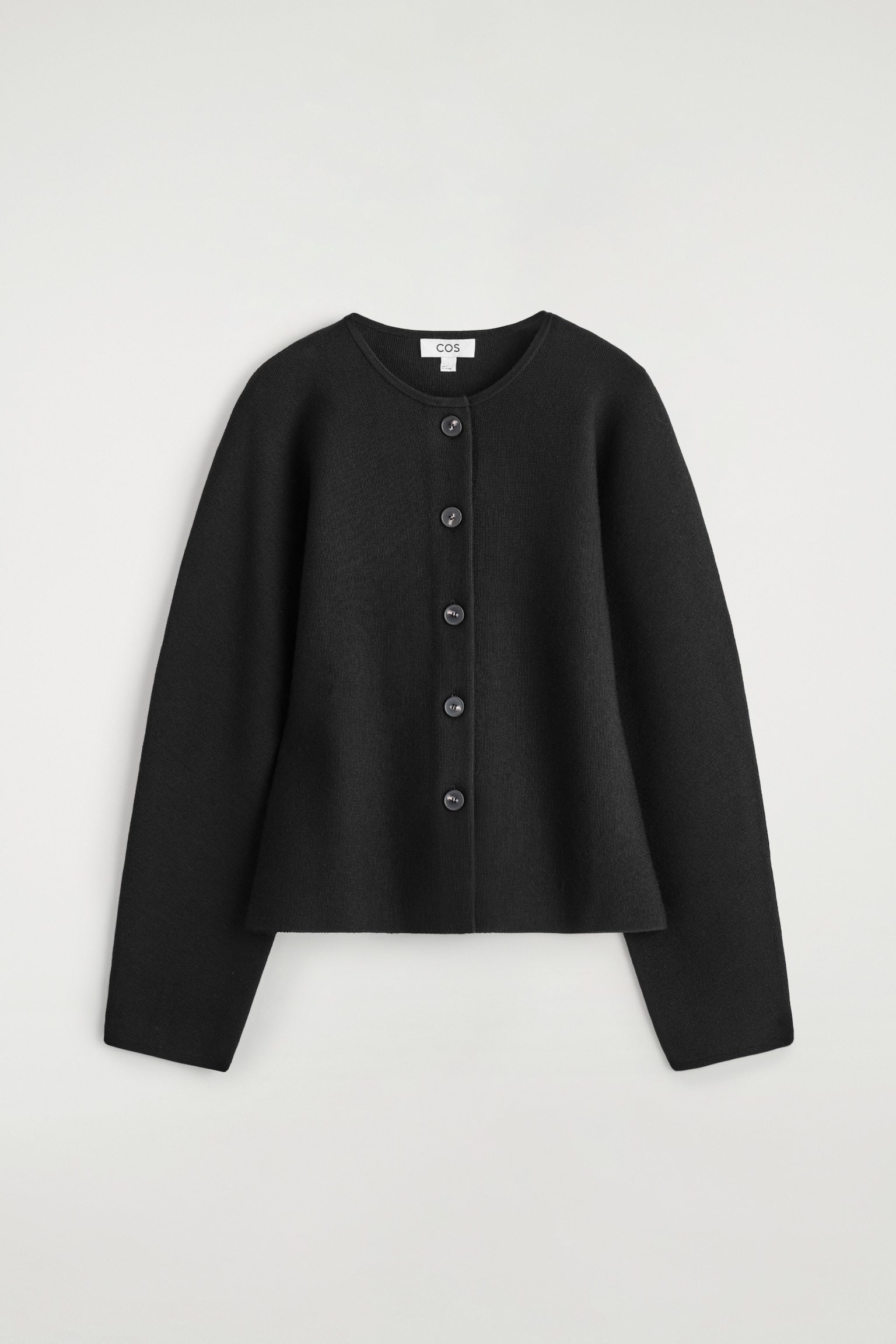 SCULPTED WOOL CARDIGAN - BLACK - 2