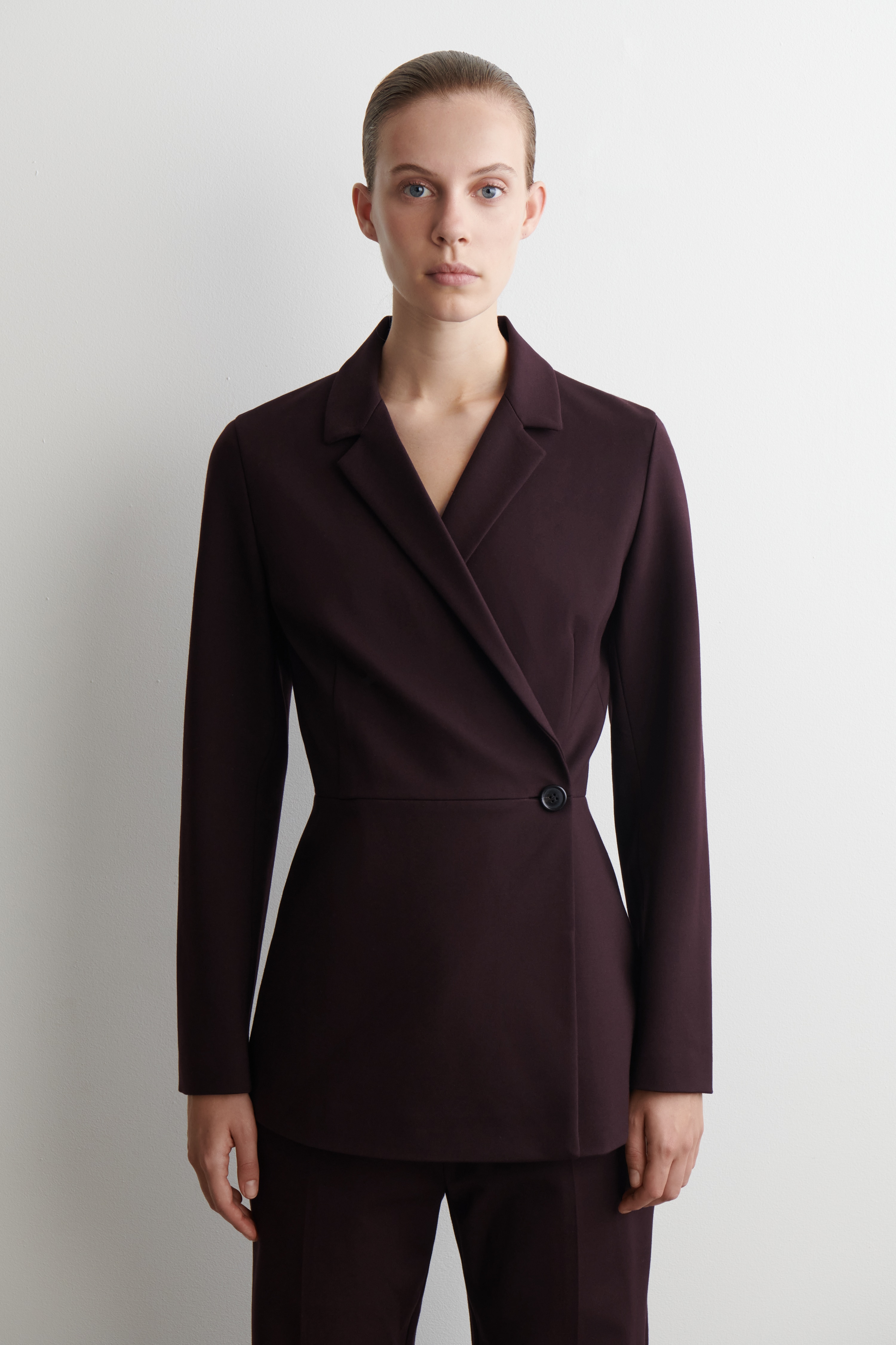 BLAZER CROISÉ EN MAILLE MILANO FLUIDE - BORDEAUX