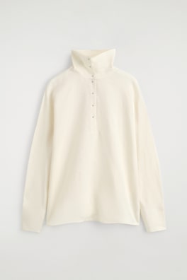 STUD-DETAIL MOCK-NECK BLOUSE — CAPPUCCINO 9