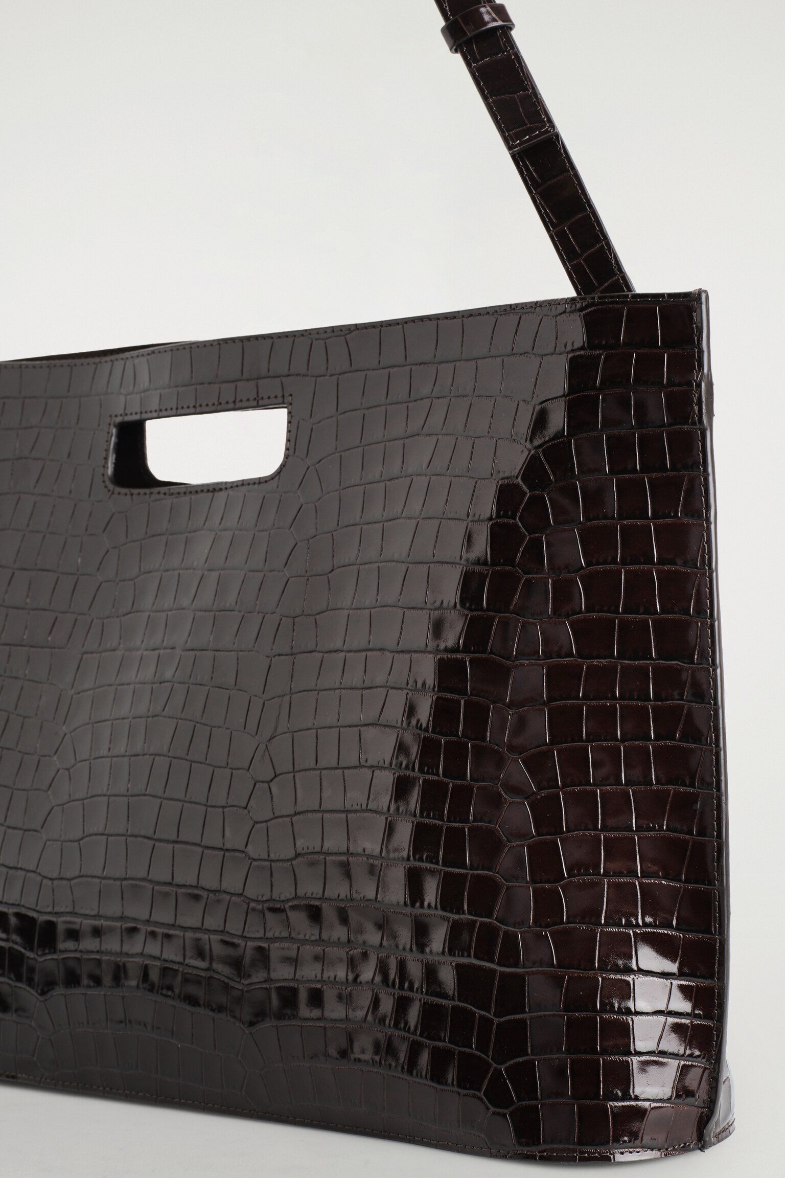 SAC FOLIO OVERSIZE - CUIR EFFET CROCO - BRUN - 5
