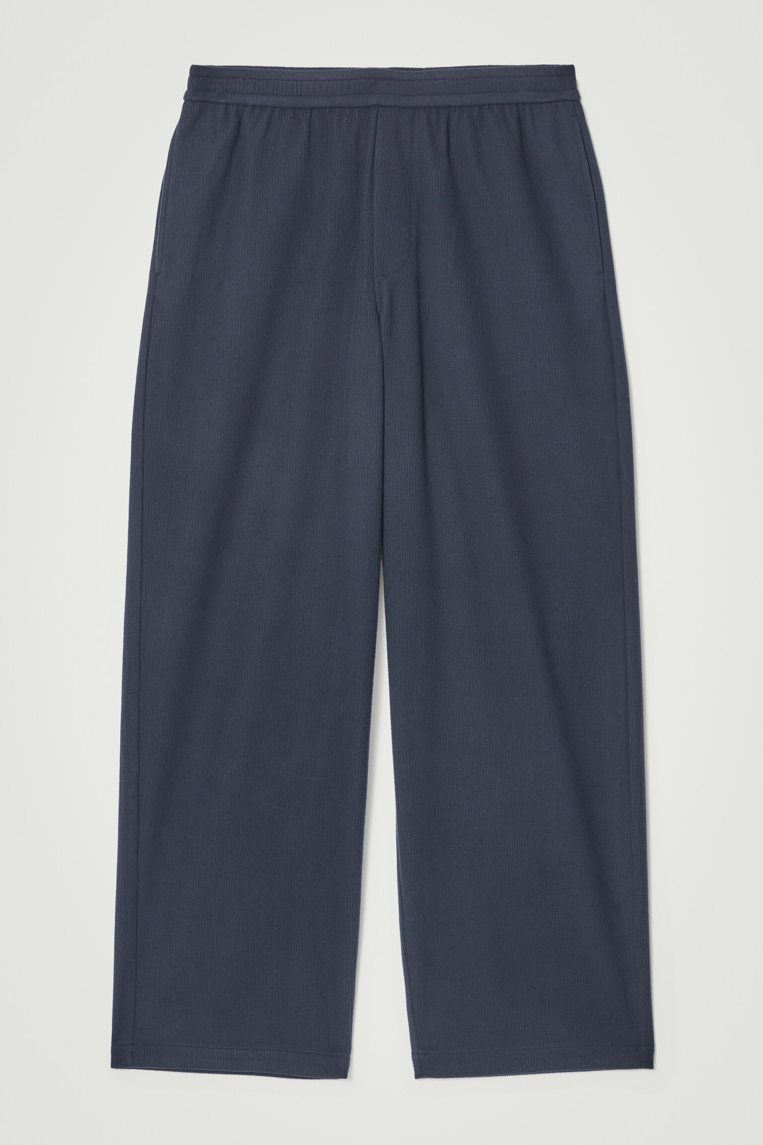 ELASTICATED CORDUROY-JERSEY STRAIGHT-LEG TROUSERS - BLUE
