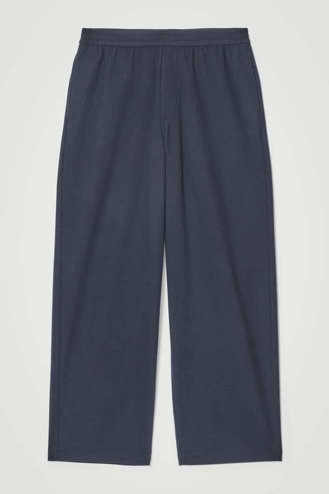 ELASTICATED CORDUROY-JERSEY STRAIGHT-LEG TROUSERS - BLUE - 1