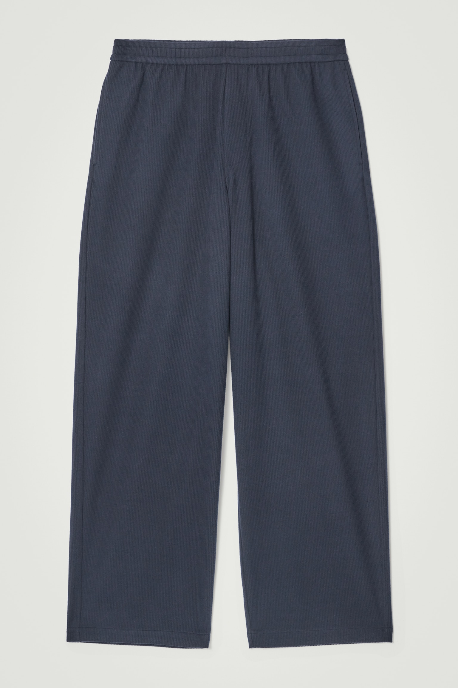 ELASTICATED CORDUROY-JERSEY STRAIGHT-LEG TROUSERS - BLUE