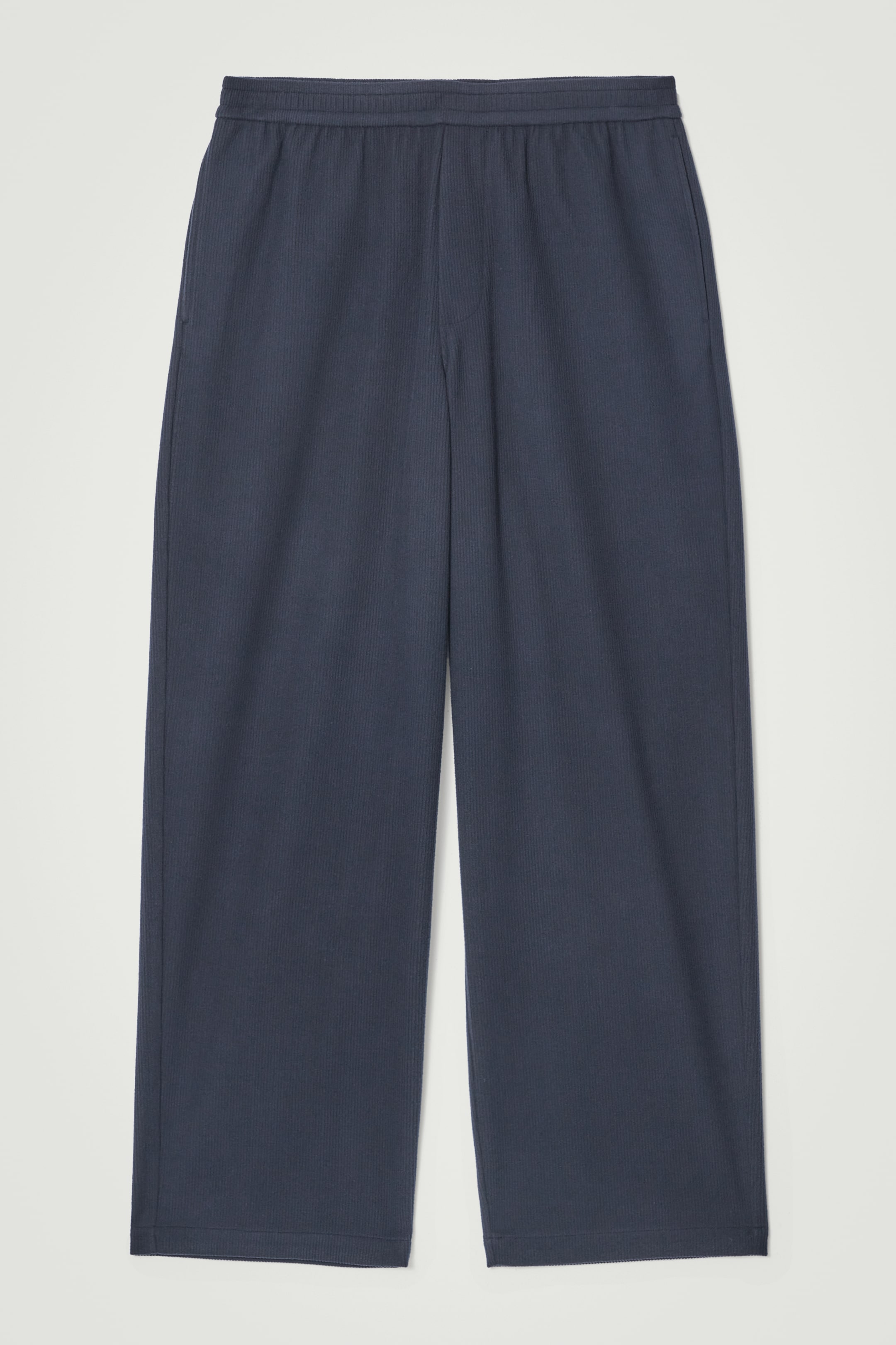 View larger image: ELASTICATED CORDUROY-JERSEY STRAIGHT-LEG TROUSERS - BLUE - Men | H&M GB 1