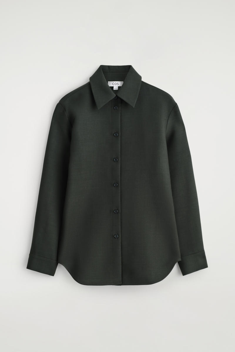 Cos Relaxed Wool Shirt In Green