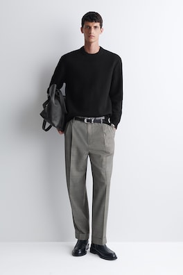 BOILED MERINO WOOL CREW-NECK SWEATER — BLACK 2