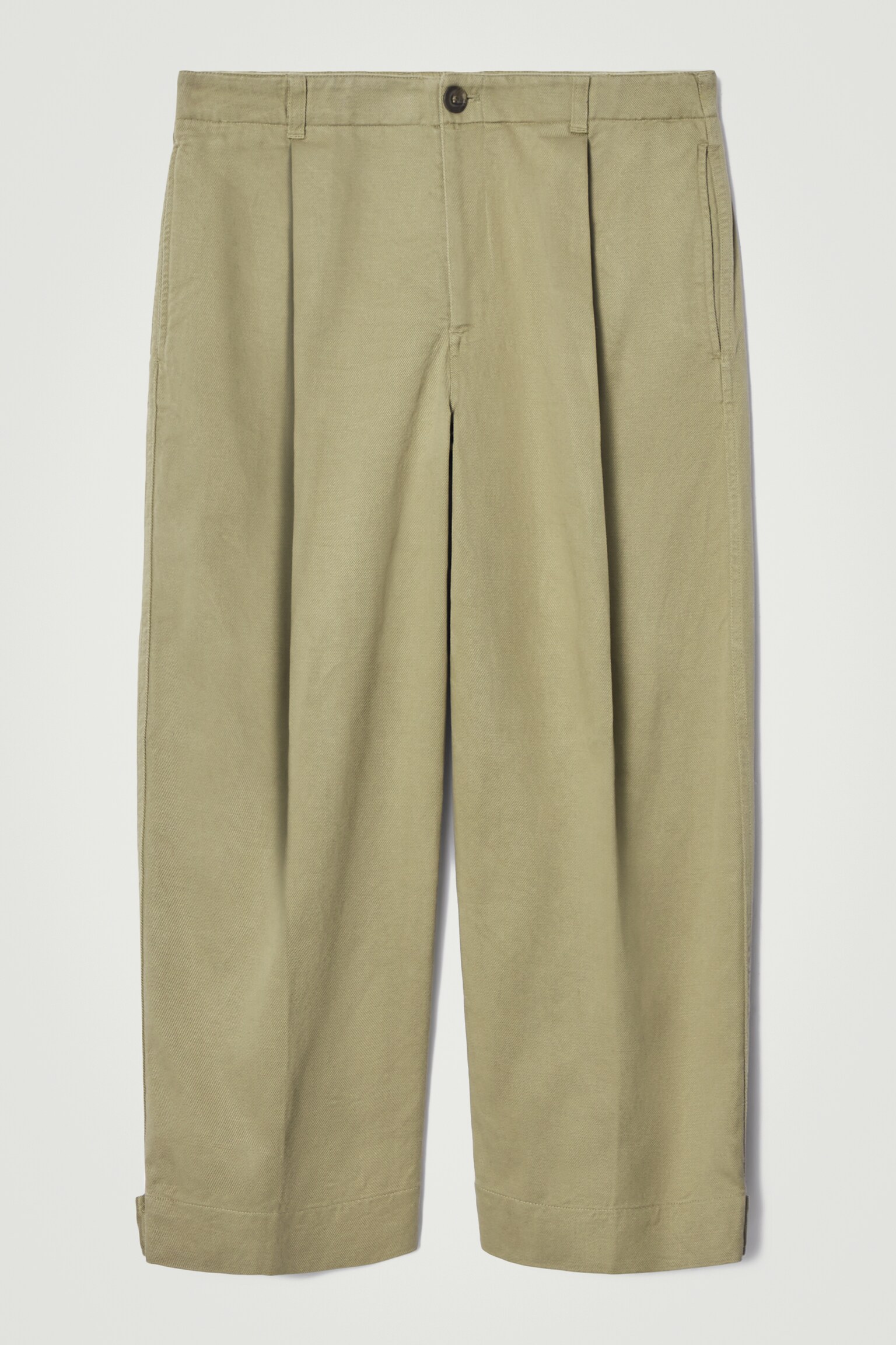CROPPED BARREL-LEG TROUSERS - KHAKI