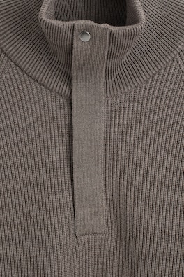RIBBED WOOL HALF-ZIP SWEATER — BROWN 6