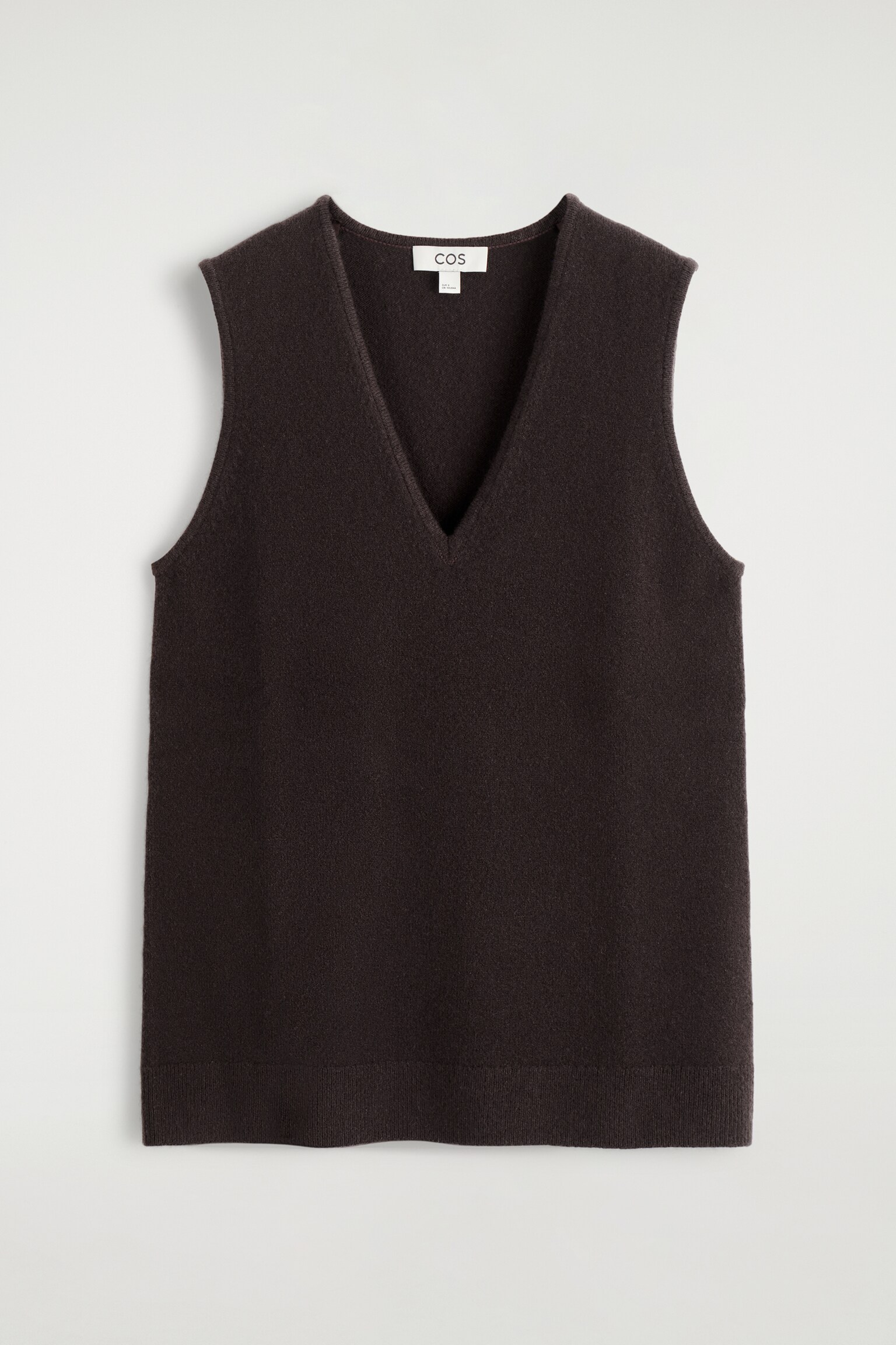 WOOL V-NECK TUNIC VEST - BROWN/BEIGE MÉLANGE - 2