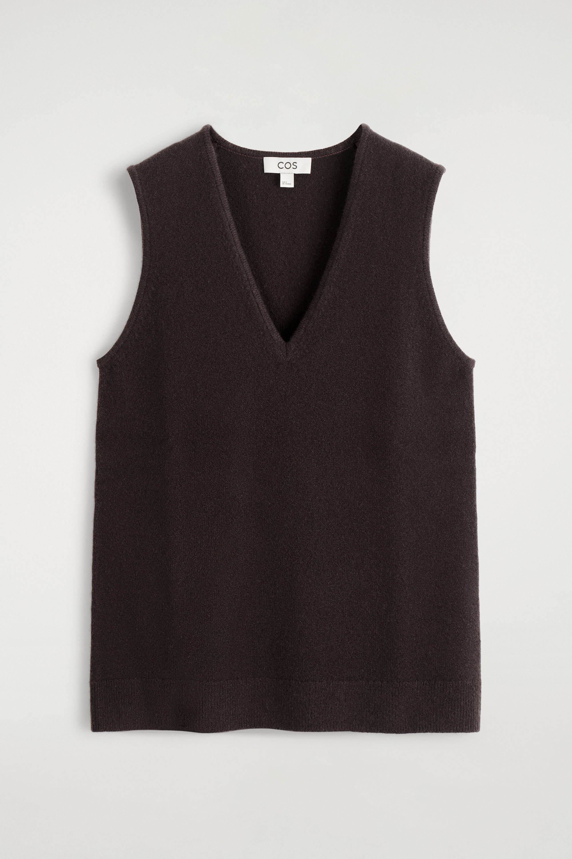 WOOL V-NECK TUNIC VEST - BROWN | COS