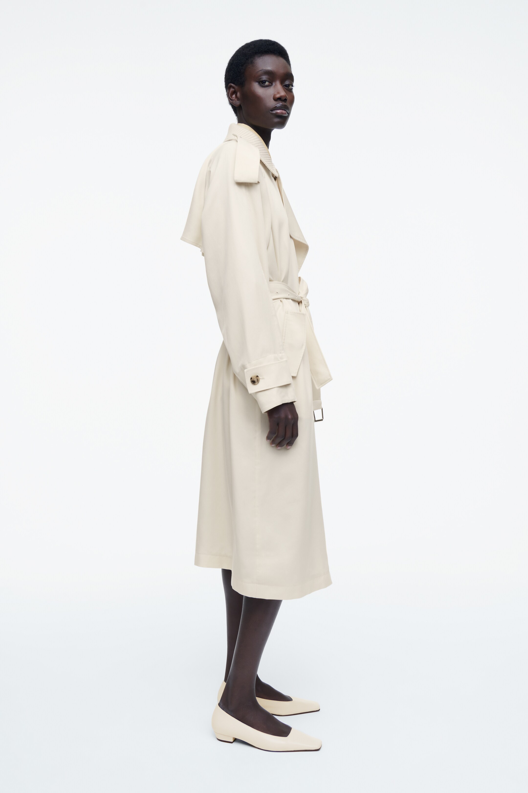 Agrandir l'image: TRENCH-COAT À COL EN MAILLE - BEIGE CLAIR - FEMME | H&M CH 4