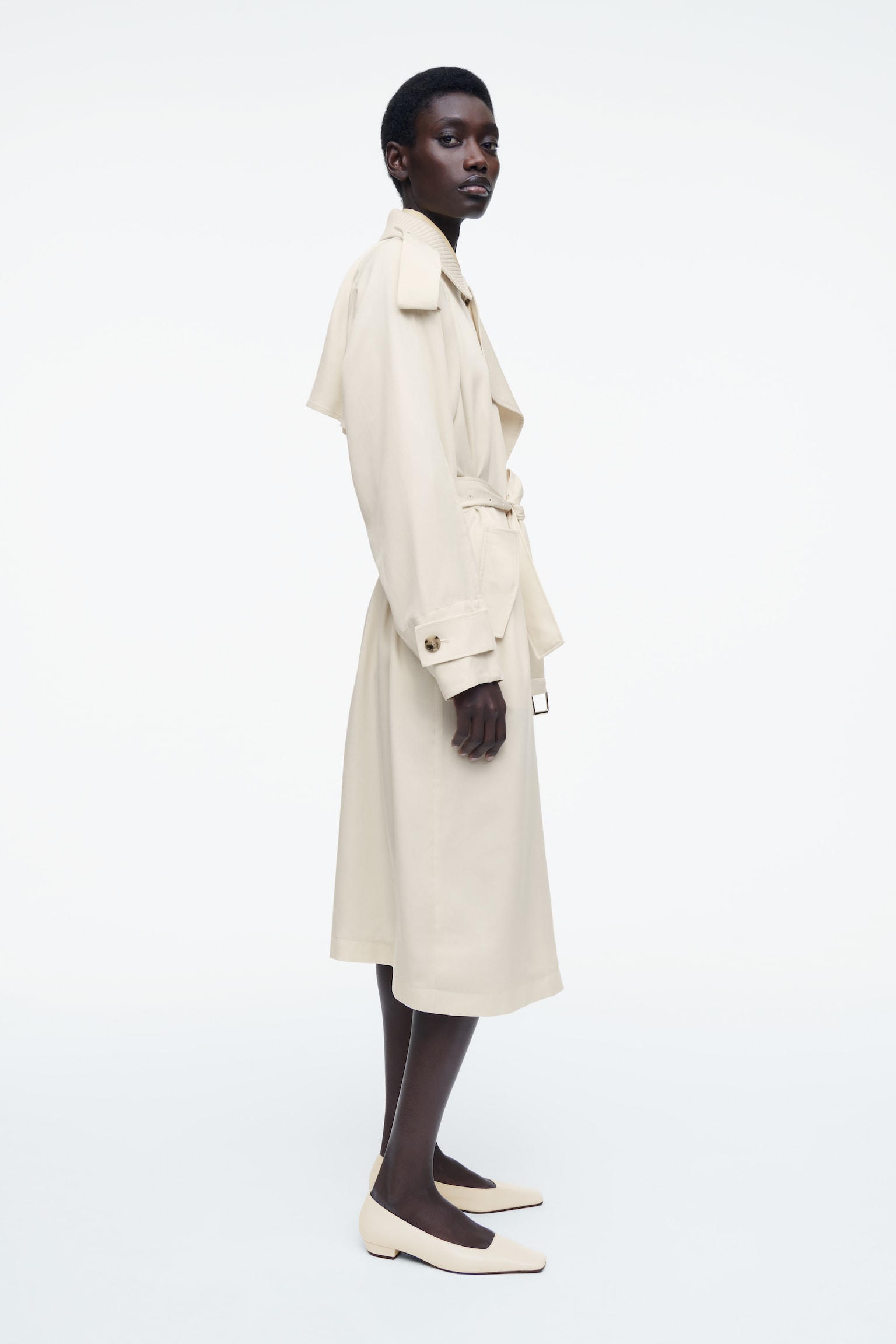TRENCH-COAT À COL EN MAILLE - BEIGE CLAIR - 10
