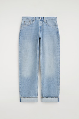 FOLDED CURVED-LEG TURN-UP JEANS — BLUE 7