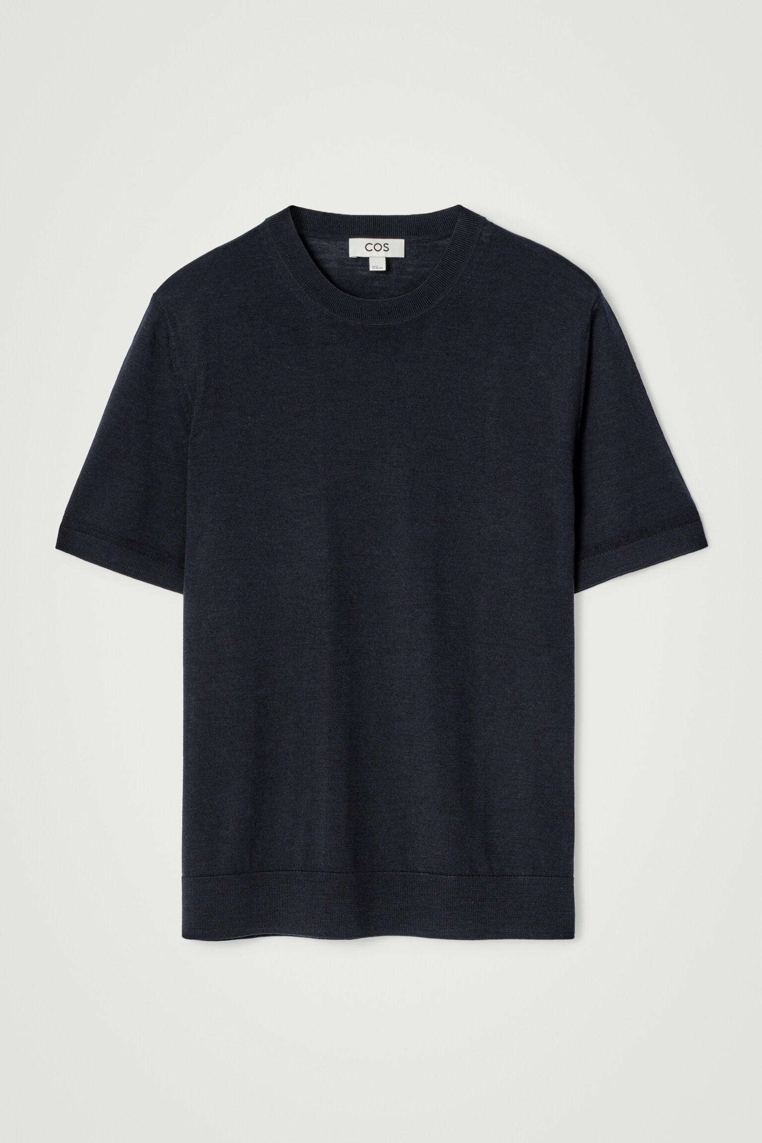 T-SHIRT SLIM EN MAILLE DE LAINE MÉRINOS - BLEU MARINE/GRIS CHINÉ - 2