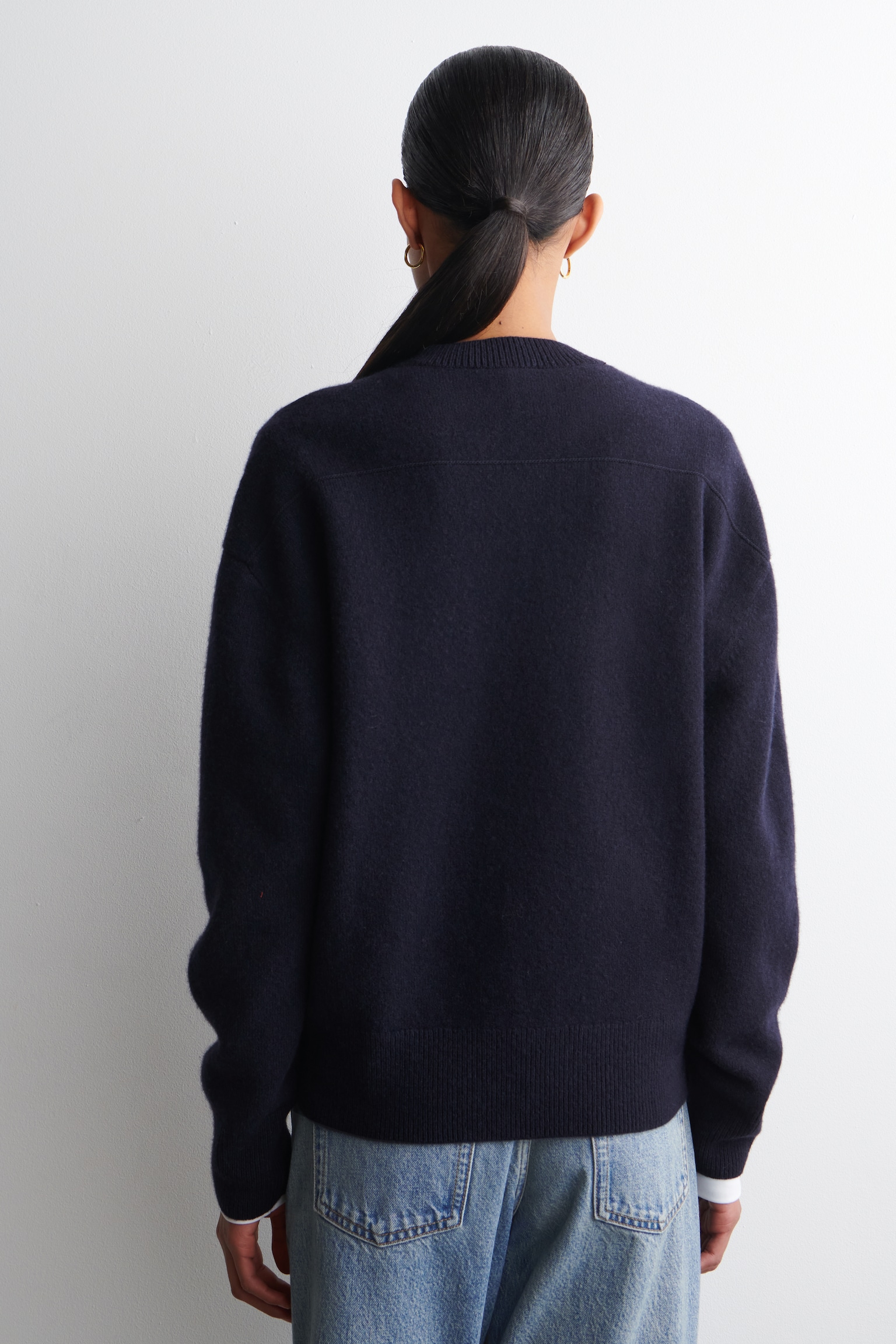 WOLLPULLOVER MIT V-AUSSCHNITT - NAVYBLAU/GRAU MELIERT - 4